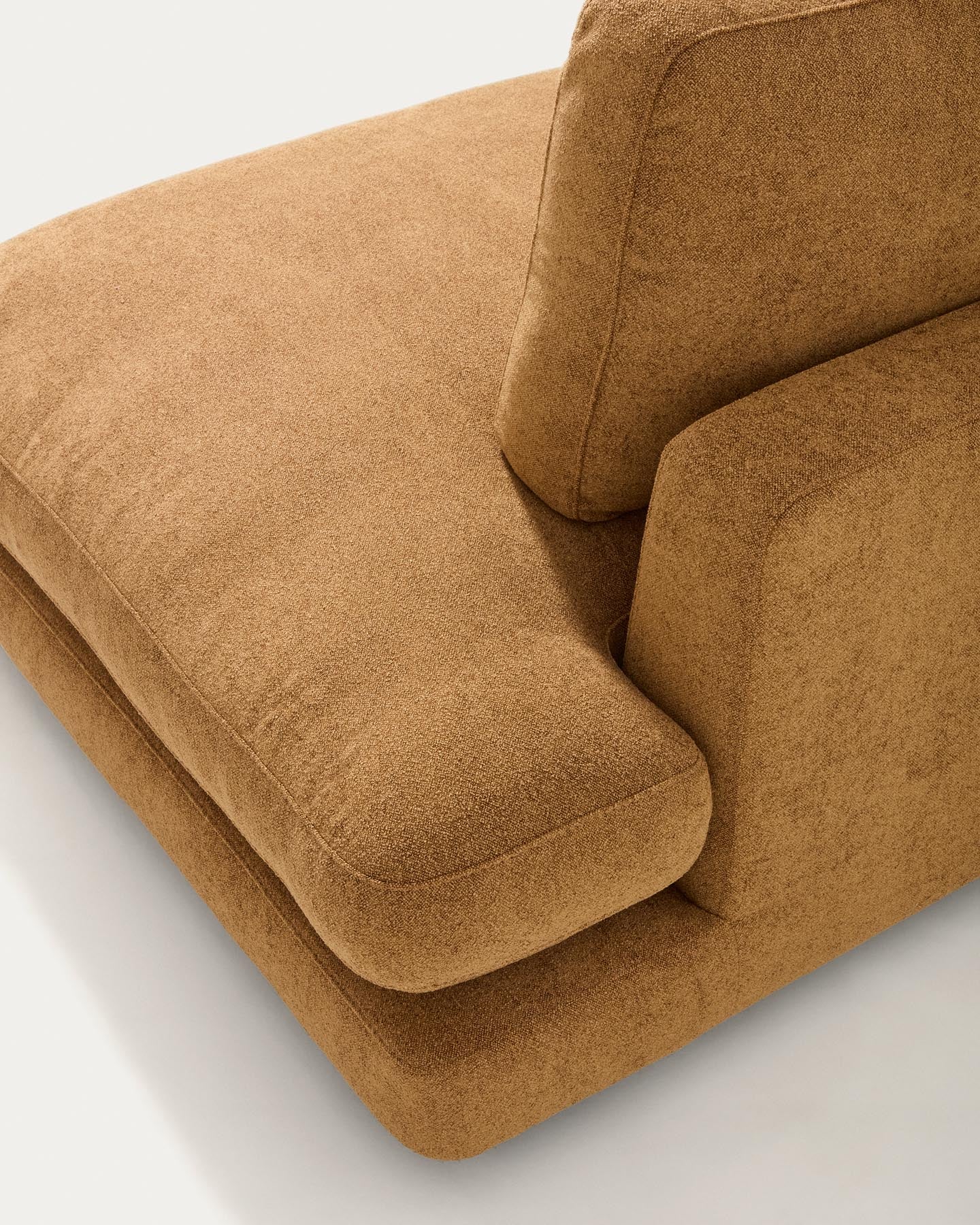 4-Sitzer-Modularsofa Gala mit Randmodul rechts aus senfgelbem Microbouclé, FSC Mix Credit, 315 cm in Senfgelb präsentiert im Onlineshop von KAQTU Design AG. 4er Sofa ist von Kave Home