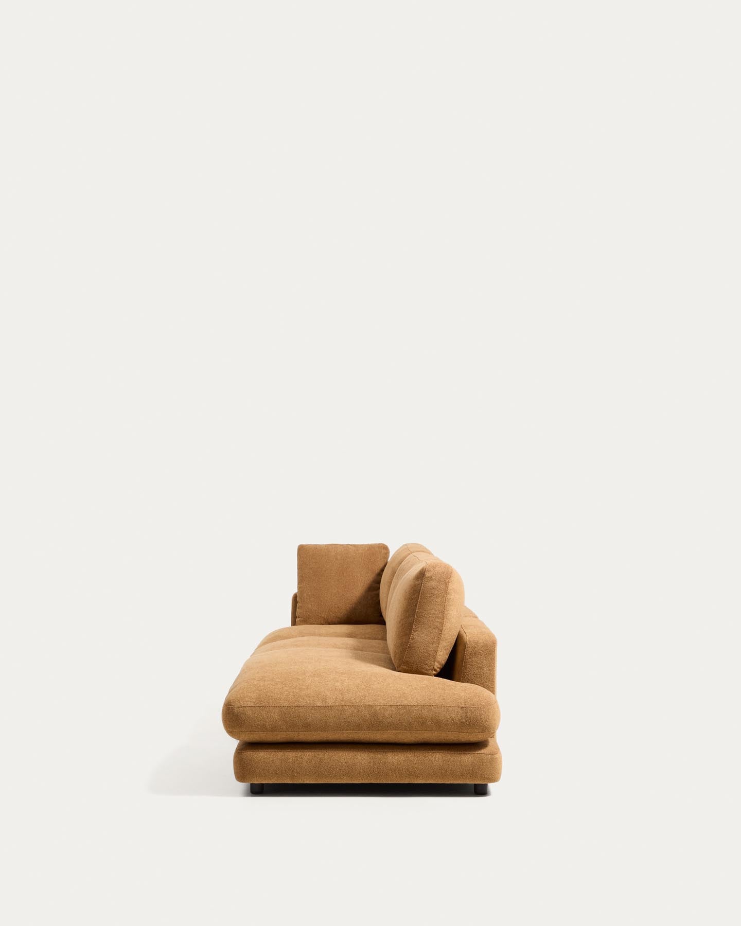 4-Sitzer-Modularsofa Gala mit Randmodul rechts aus senfgelbem Microbouclé, FSC Mix Credit, 315 cm in Senfgelb präsentiert im Onlineshop von KAQTU Design AG. 4er Sofa ist von Kave Home