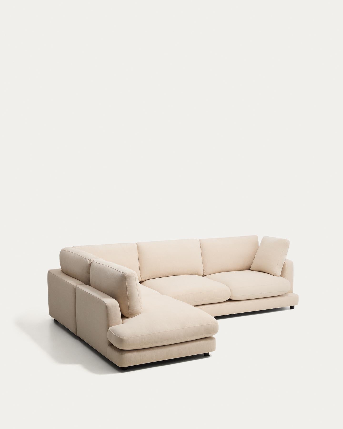 5-Sitzer-Ecksofa Gala mit Randmodul links aus beiger Chenille, FSC Mix Credit, 225 x 300 cm in Beige präsentiert im Onlineshop von KAQTU Design AG. L-Sofa links ist von Kave Home