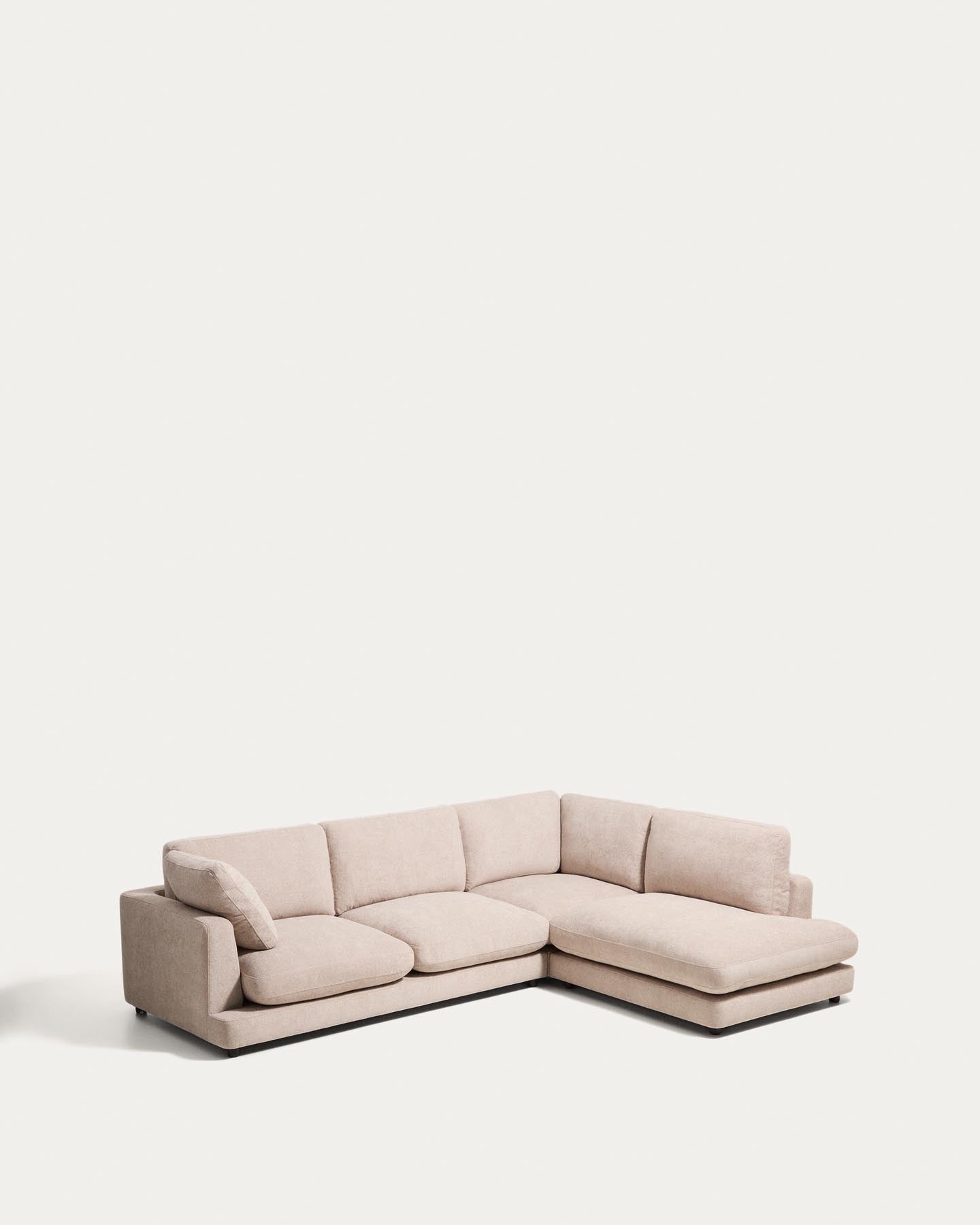 5-Sitzer-Ecksofa Gala mit Randmodul rechts aus beigem Microbouclé, FSC Mix Credit, 300 x 225 cm in Beige präsentiert im Onlineshop von KAQTU Design AG. L-Sofa rechts ist von Kave Home