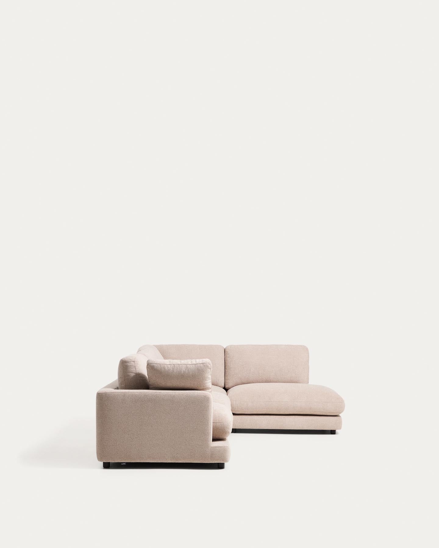 5-Sitzer-Ecksofa Gala mit Randmodul rechts aus beigem Microbouclé, FSC Mix Credit, 300 x 225 cm in Beige präsentiert im Onlineshop von KAQTU Design AG. L-Sofa rechts ist von Kave Home
