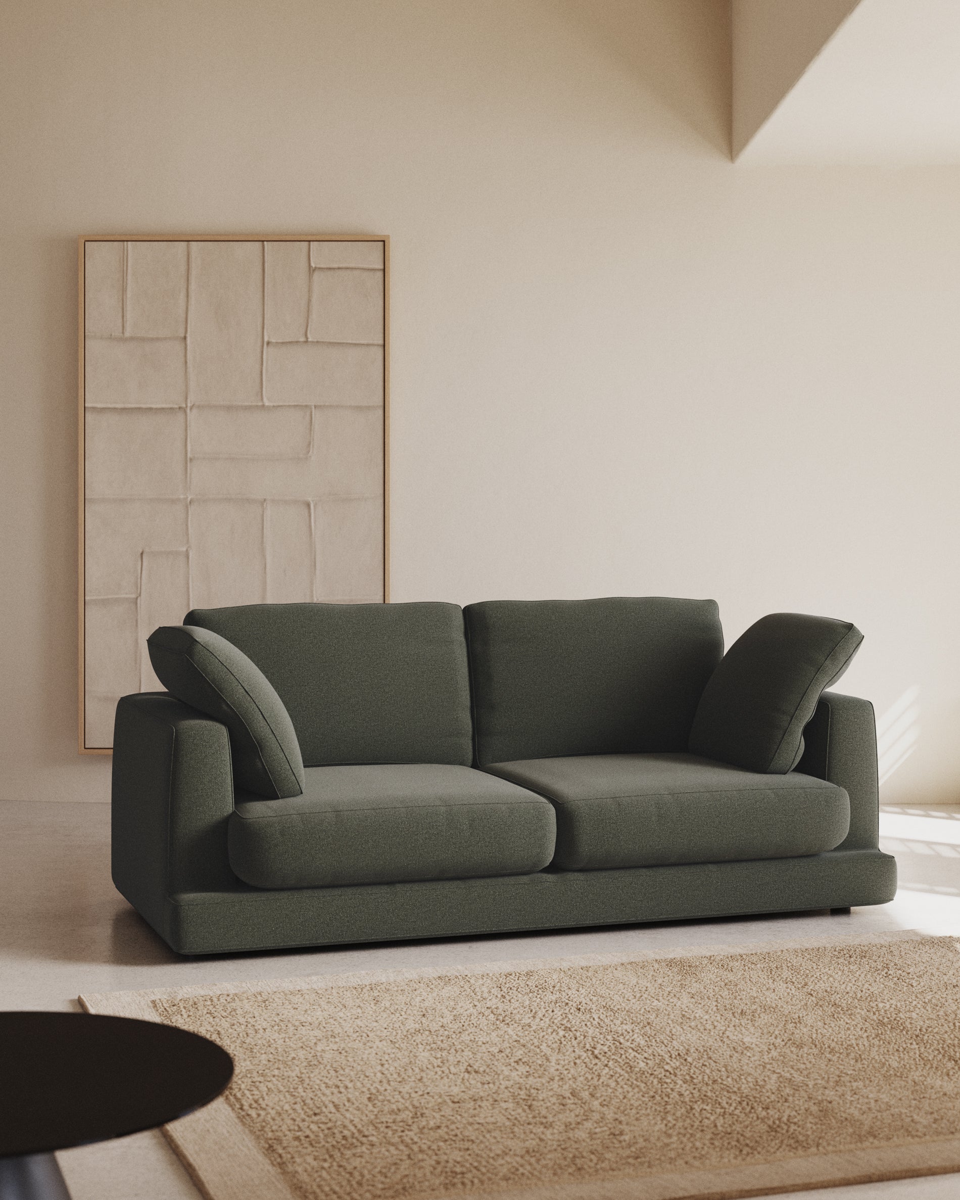 Gala 3-Sitzer-Sofa aus dunkelgrüner Chenille FSC Mix Credit 210 cm in Dunkelgrün präsentiert im Onlineshop von KAQTU Design AG. 3er Sofa ist von Kave Home