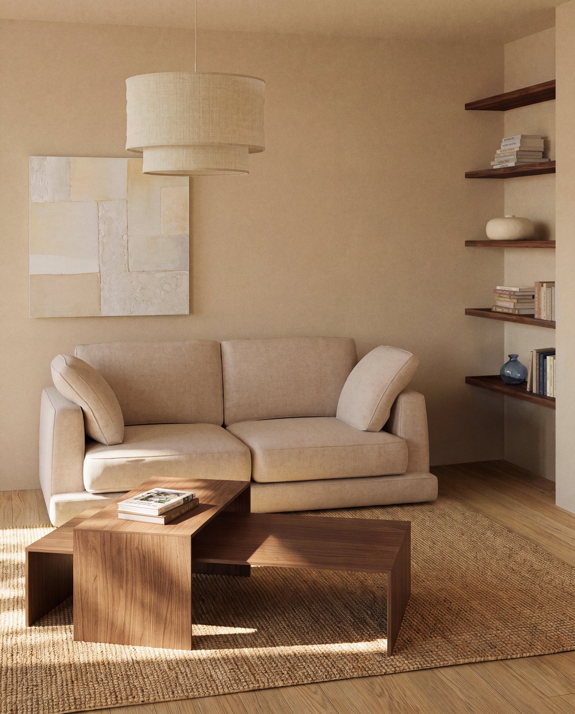 3-Sitzer-Sofa Gala aus beigem Microbouclé, FSC Mix Credit, 210 cm in Beige präsentiert im Onlineshop von KAQTU Design AG. 3er Sofa ist von Kave Home