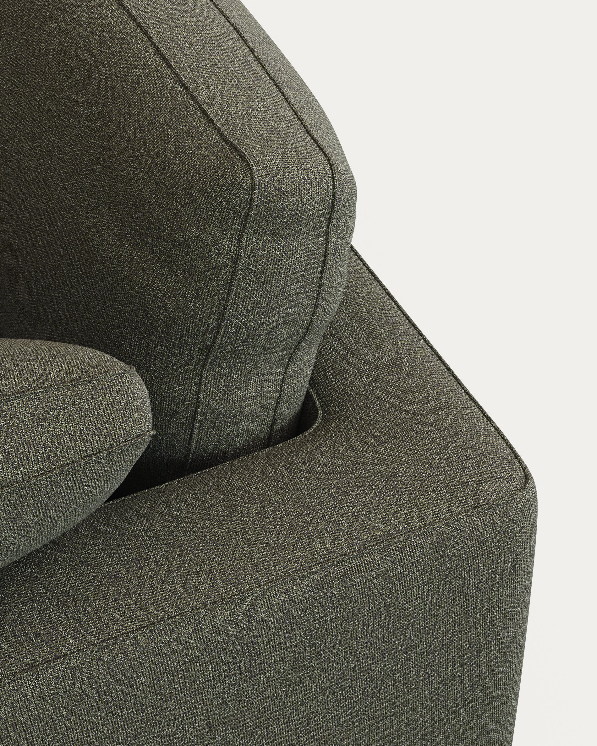 Elegantes Gala 4-Sitzer-Sofa in dunklem Grün mit linksseitiger Chaiselongue, ideal für stilvolle und gemütliche Wohnräume.