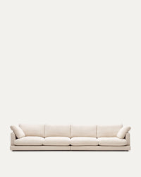 Divano Gala 6 posti con rivestimento in ciniglia beige FSC Mix Credit 390 cm