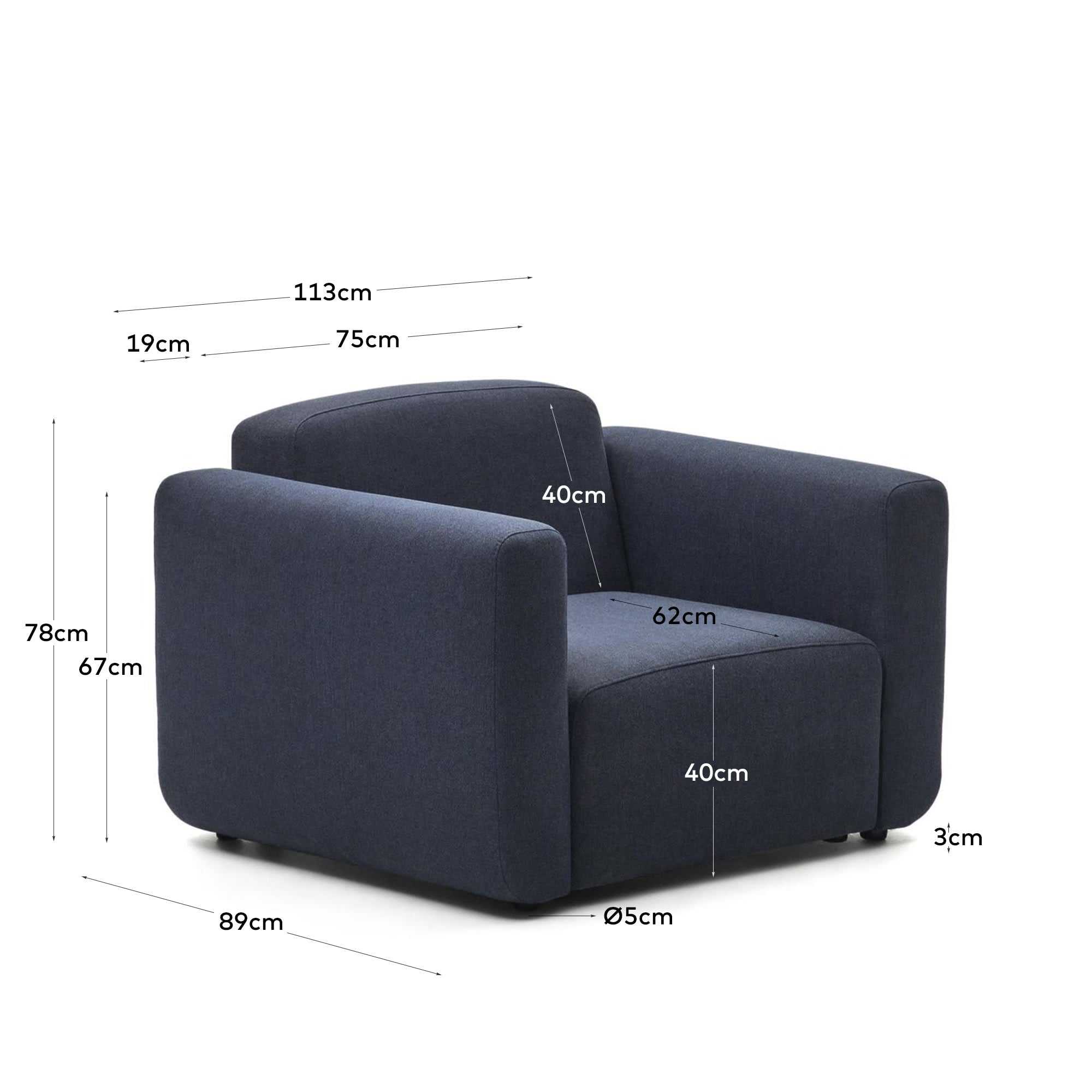Der Neom Modularsessel in Blau von Kave Home kombiniert stilvolles Design mit Nachhaltigkeit und erstklassigem Komfort.