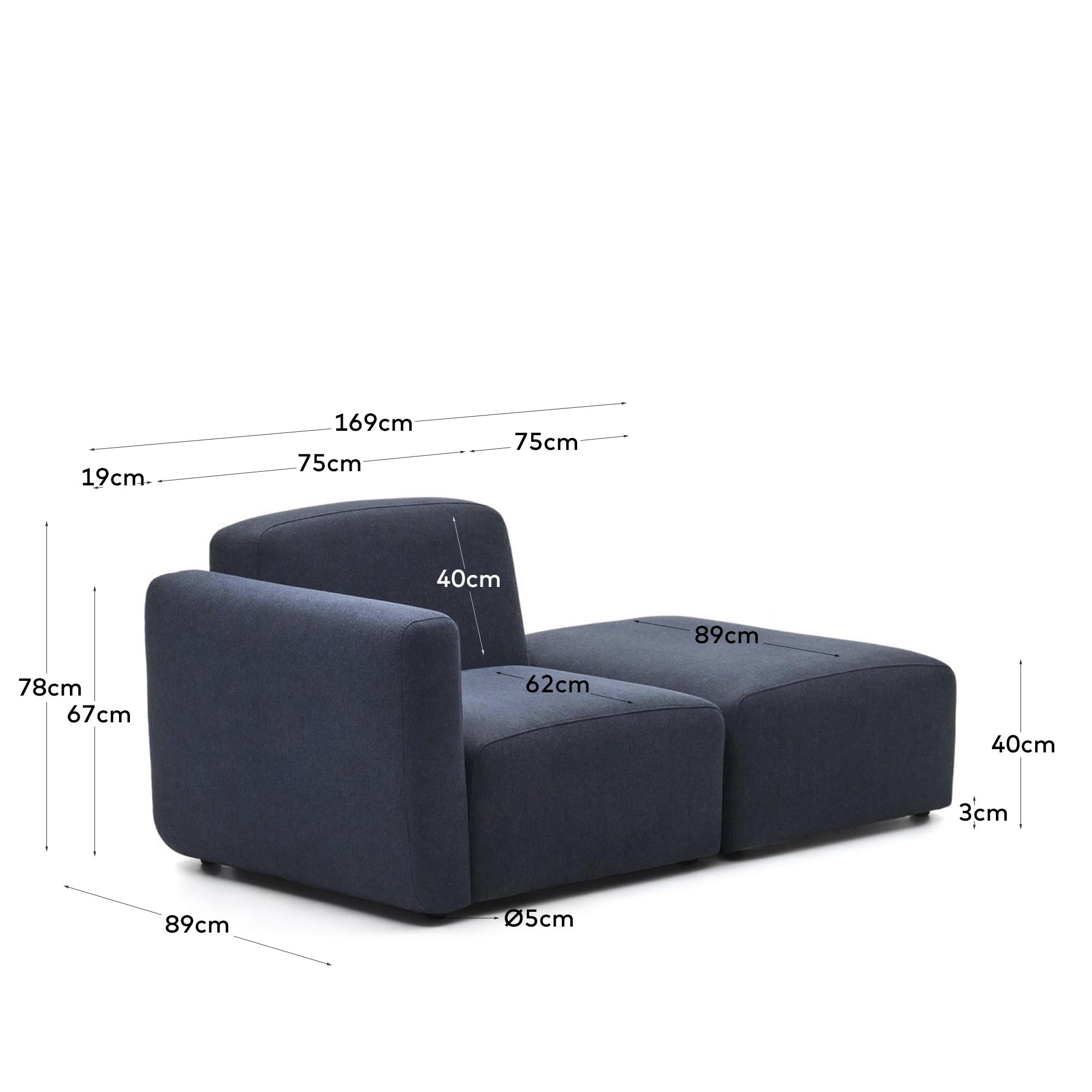 Elegantes, modulares 1-Sitzer-Sofa in Blau, nachhaltig aus FSC-zertifiziertem Holz, bietet Flexibilität und Komfort.