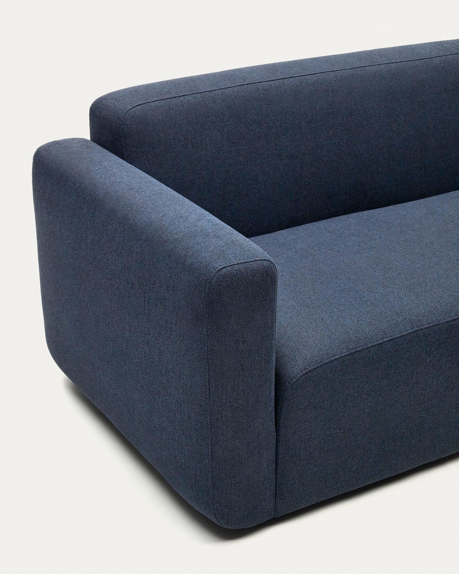 Elegantes, modulares 2-Sitzer-Sofa in Blau, aus FSC-zertifiziertem Holz, bietet Flexibilität und Komfort.