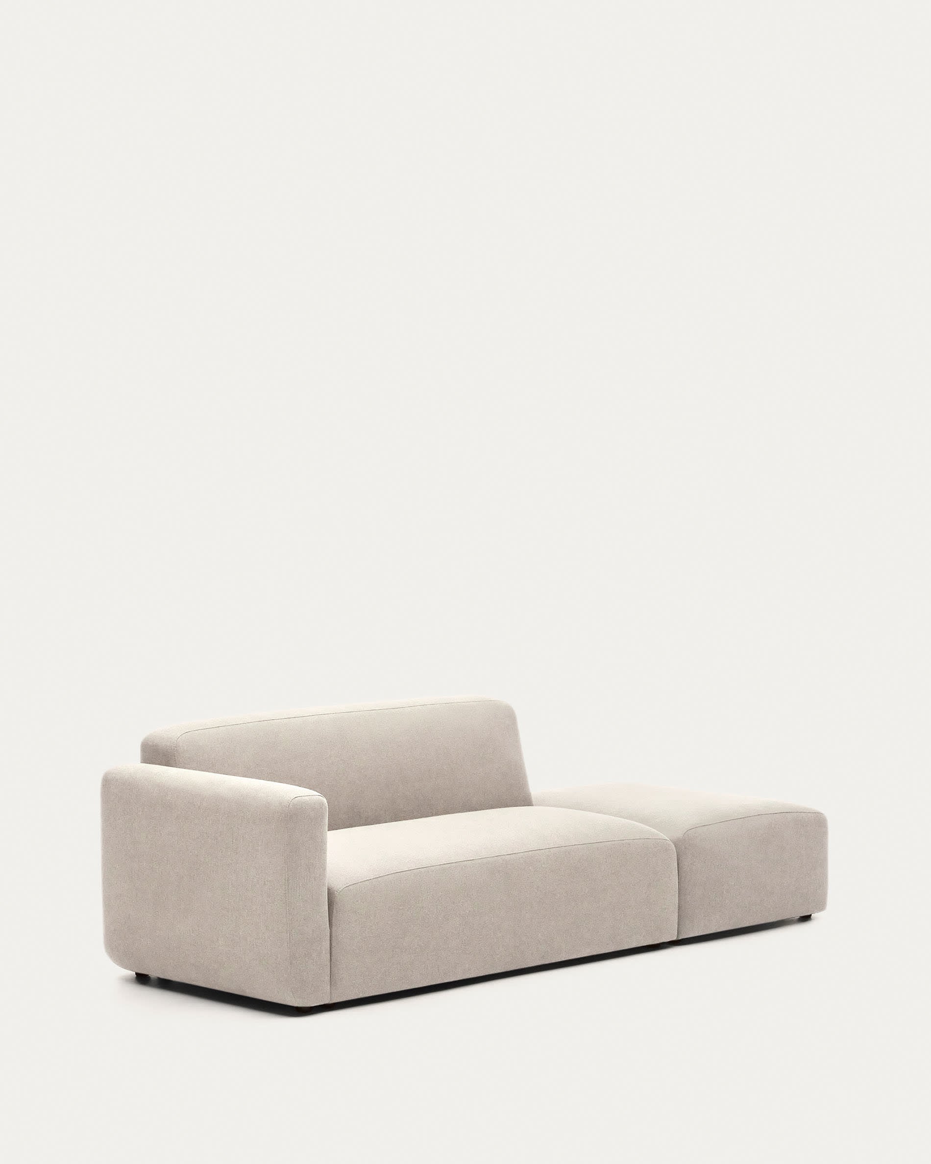 Elegantes, modulares 2-Sitzer-Sofa in Beige, flexibel gestaltbar, umweltfreundlich, mit FSC-zertifiziertem Holz.