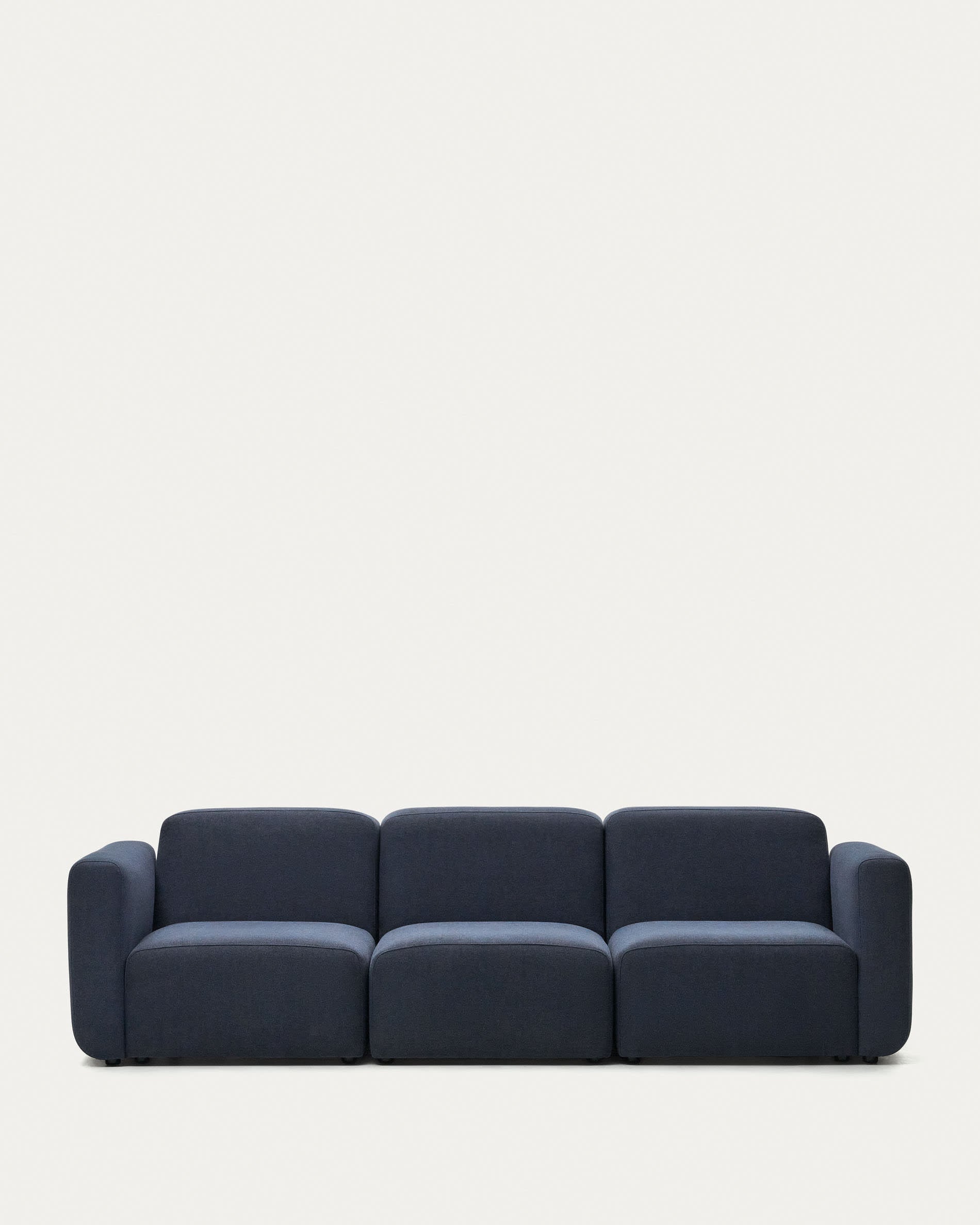 Elegantes, modulares 3-Sitzer-Sofa in Blau, 263 cm, aus FSC-zertifiziertem Holz. Vielseitig, stilvoll und umweltbewusst.