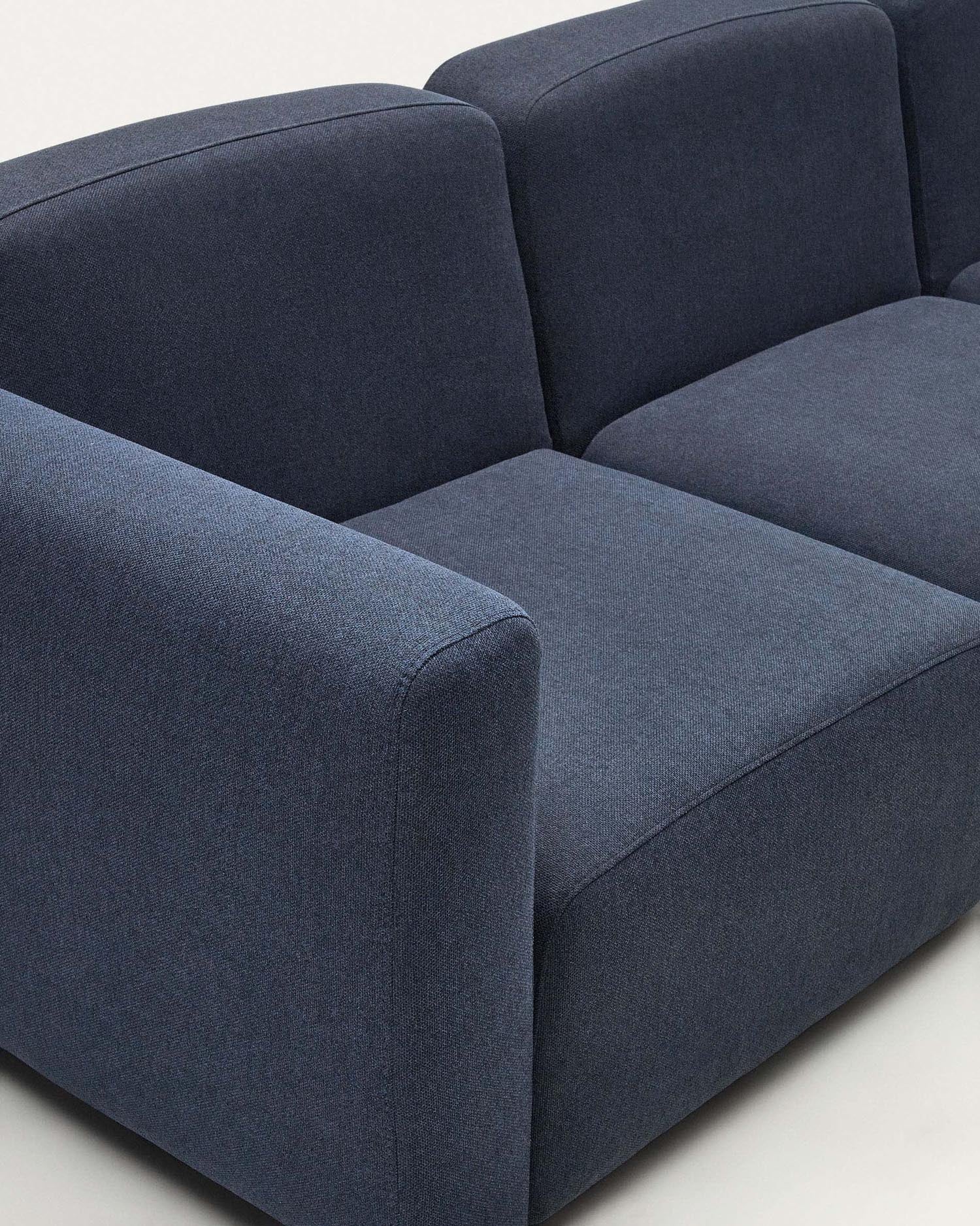 Elegantes, modulares 3-Sitzer-Sofa in Blau, 263 cm, aus nachhaltigem Holz, flexibel anpassbar, stilvoll und umweltbewusst.