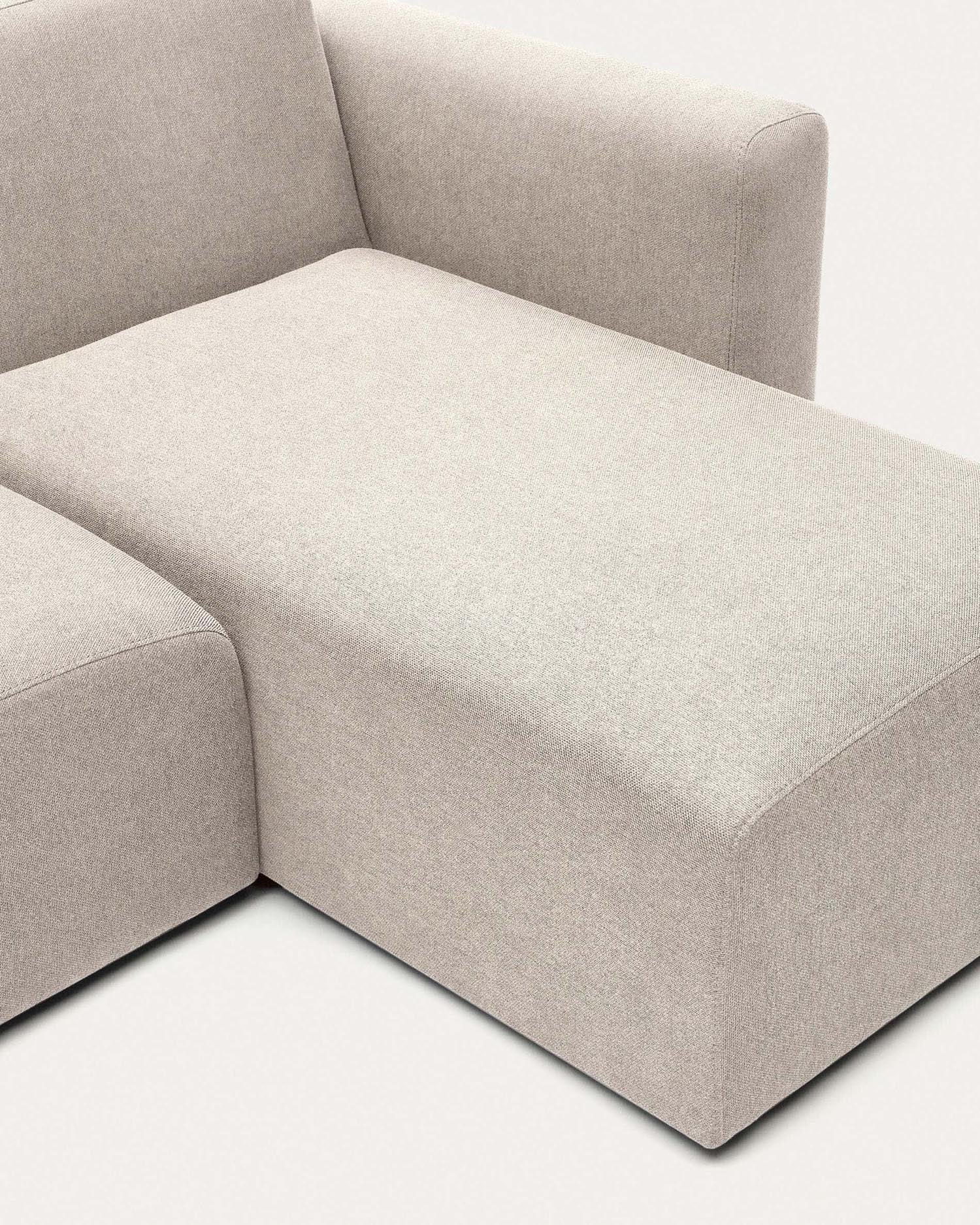 Elegantes, modulares 3-Sitzer-Sofa in Beige mit flexibler Chaiselongue, FSC-zertifiziert, für stilvollen Komfort.