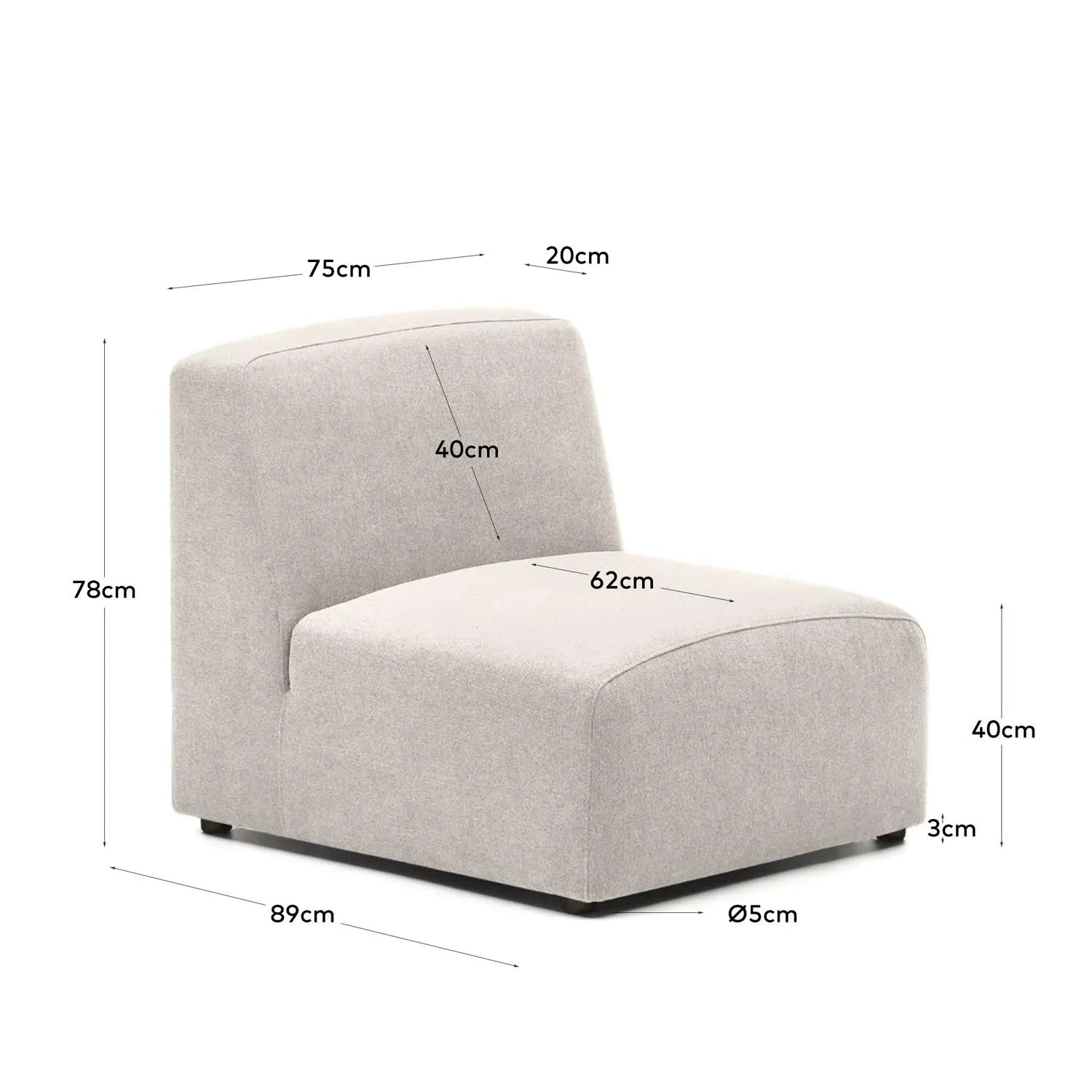 Neom Sitzmodul in Beige 75 cm in Beige präsentiert im Onlineshop von KAQTU Design AG. Modulares Sofa ist von Kave Home