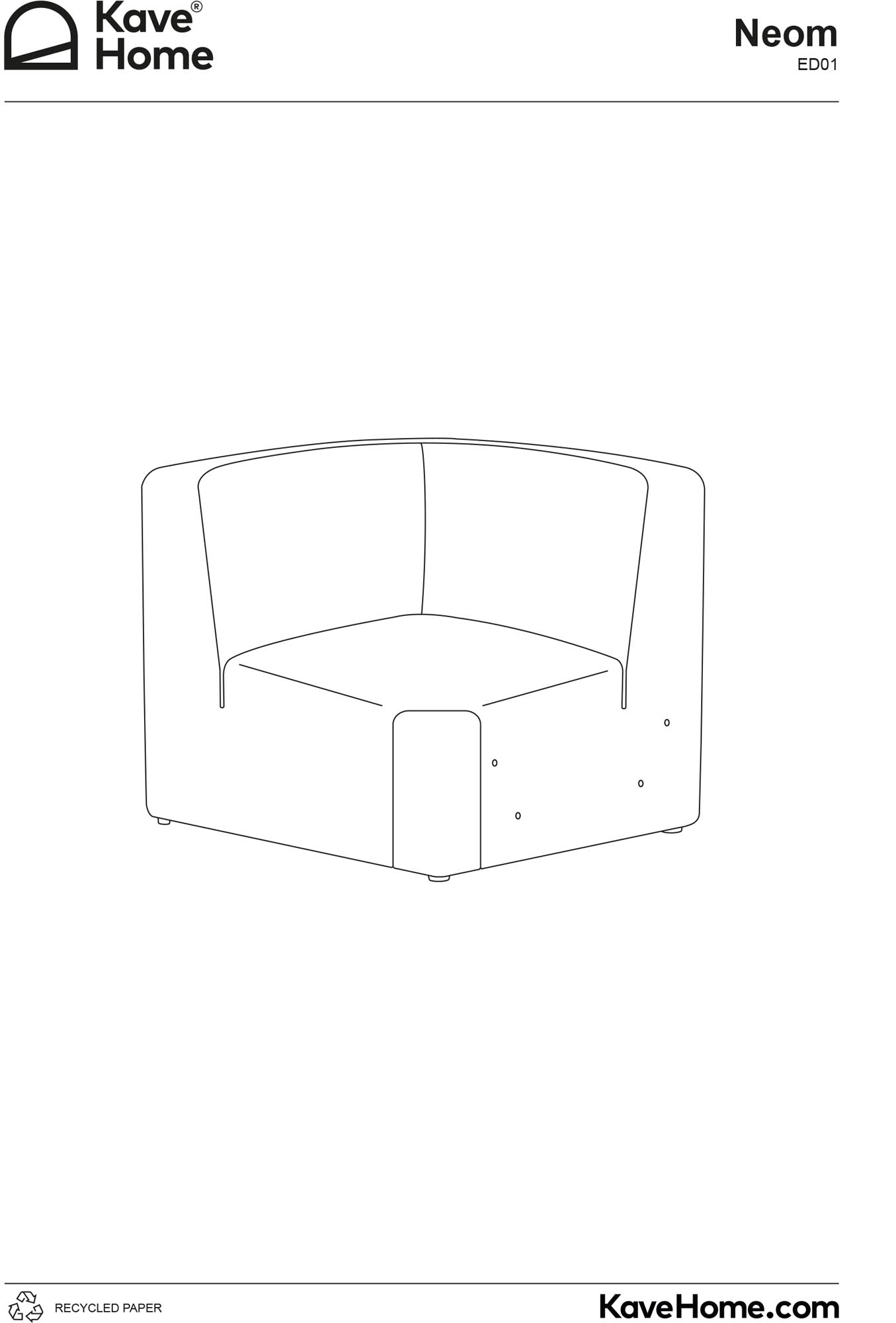 Neom Eckmodul Beige 89 cm FSC Mix Credit in Beige präsentiert im Onlineshop von KAQTU Design AG. Modulares Sofa ist von Kave Home