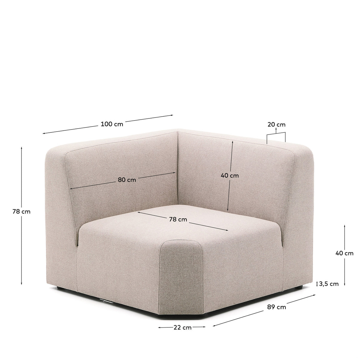 Neom Eckmodul Beige 89 cm FSC Mix Credit in Beige präsentiert im Onlineshop von KAQTU Design AG. Modulares Sofa ist von Kave Home