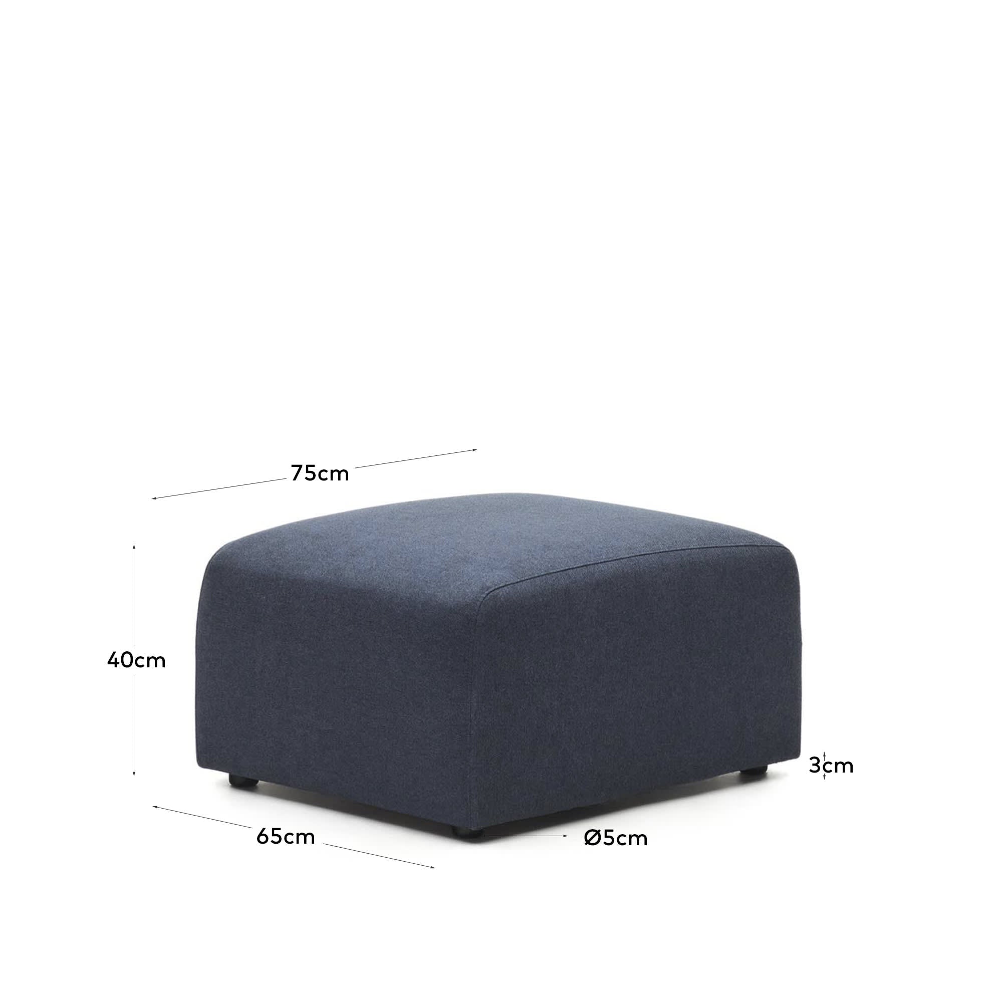 Das Neom Fußablagemodul in Blau (75x64 cm) von Kave Home bietet stilvolles Design und umweltfreundliche Qualität.