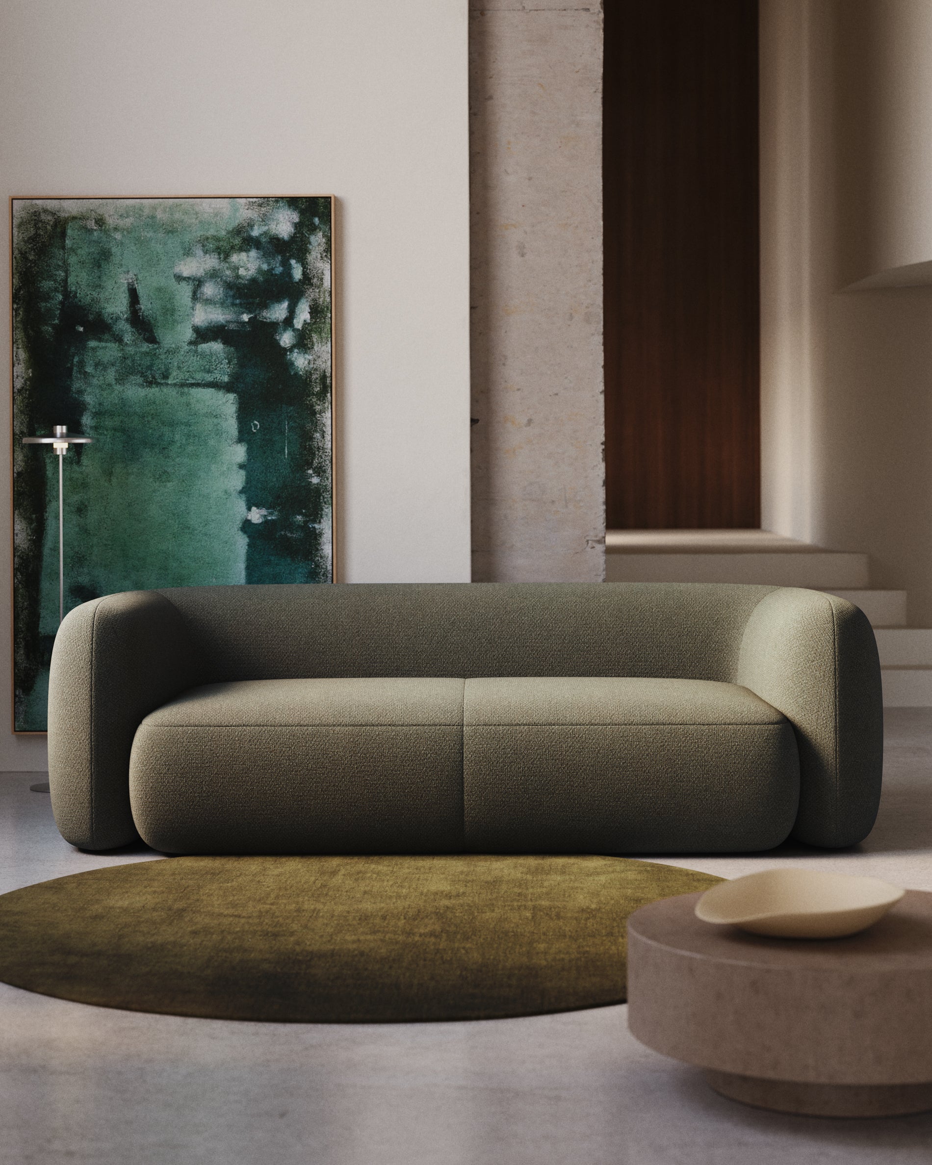 3-Sitzer-Sofa Martina in grüner Lammfelloptik 246 cm FSC Mix Credit in Grün präsentiert im Onlineshop von KAQTU Design AG. 3er Sofa ist von Kave Home