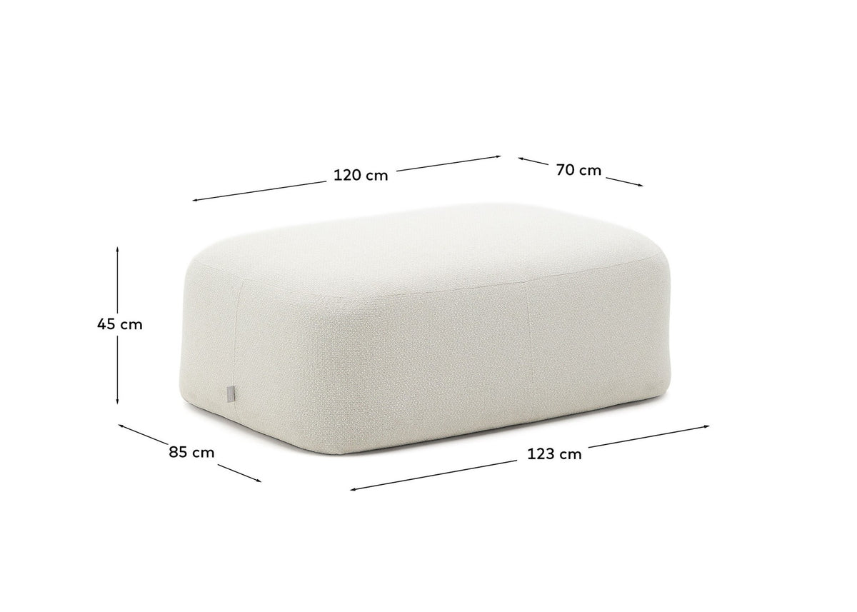 Fussablage Martina mit Chenille in Ecru 123 x 85 cm in Ecru präsentiert im Onlineshop von KAQTU Design AG. Ottoman ist von Kave Home