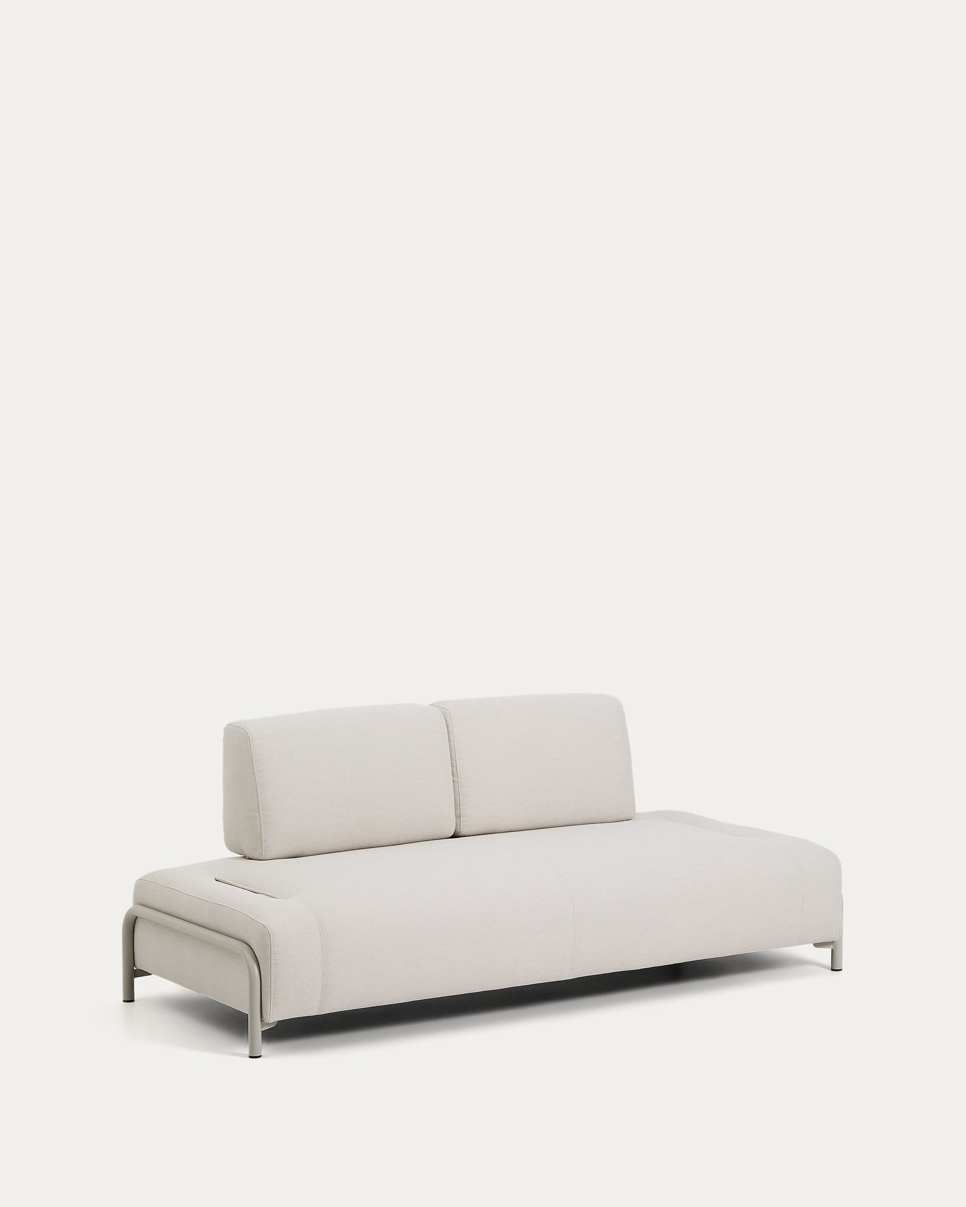 2-Sitzer-Modul Compo aus Chenille in Ecru mit beigem Metallgestell 200 cm FSC Mix Credit in Ecru präsentiert im Onlineshop von KAQTU Design AG. 2er Sofa ist von Kave Home