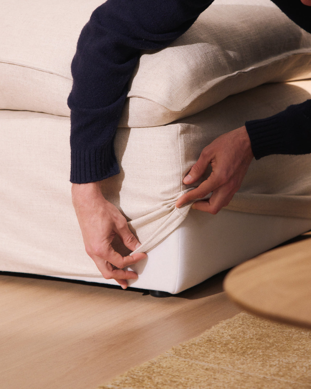 Sessel Anarela mit abnehmbarem Bezug aus Leinen und Viskose in Beige, 90 cm, FSC Mix Credit in Beige präsentiert im Onlineshop von KAQTU Design AG. Sessel ist von Kave Home