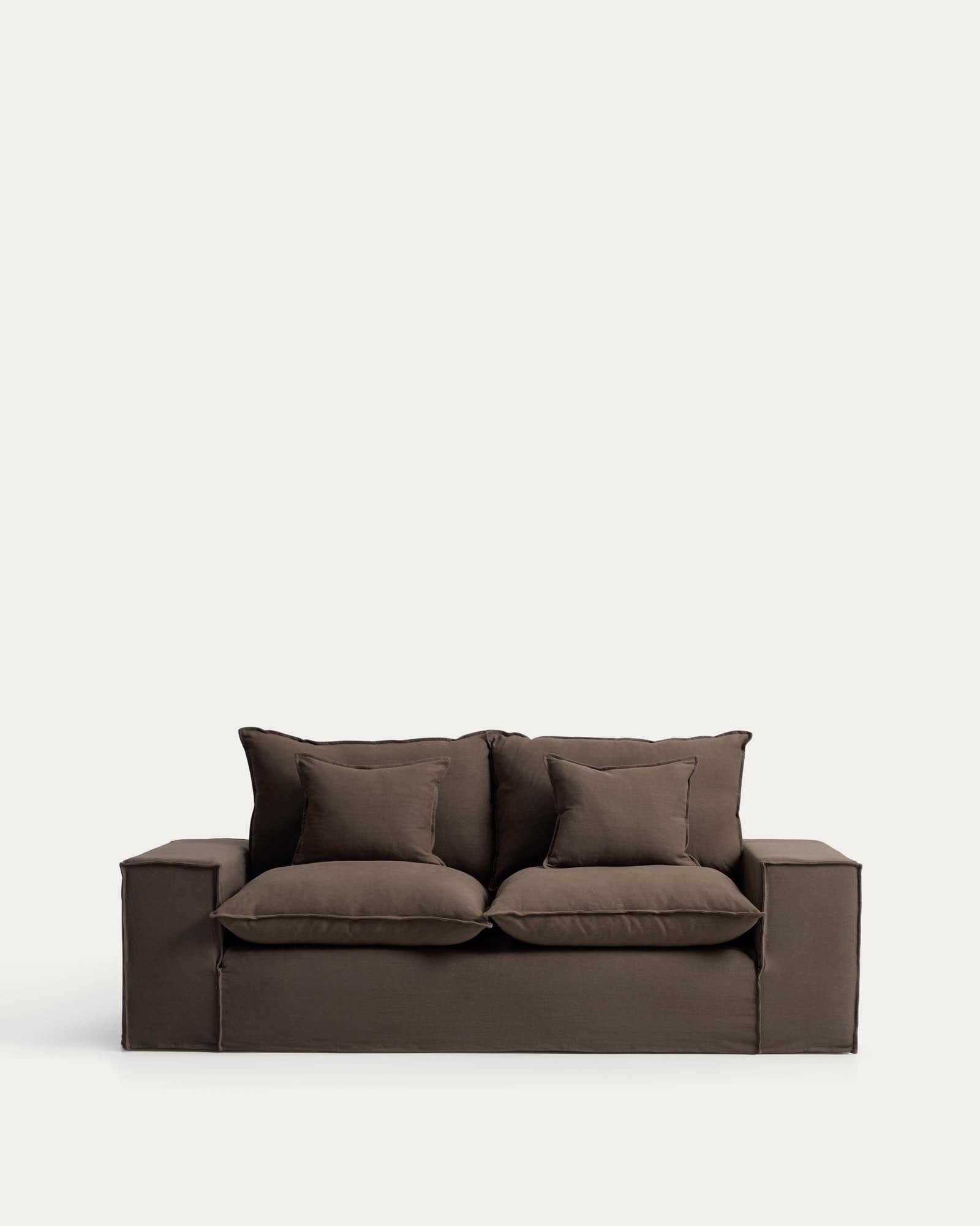 2-Sitzer-Sofa Anarela mit abnehmbarem Bezug aus Leinen in Taupe, 240 cm, FSC Mix Credit in Taupe präsentiert im Onlineshop von KAQTU Design AG. 2er Sofa ist von Kave Home