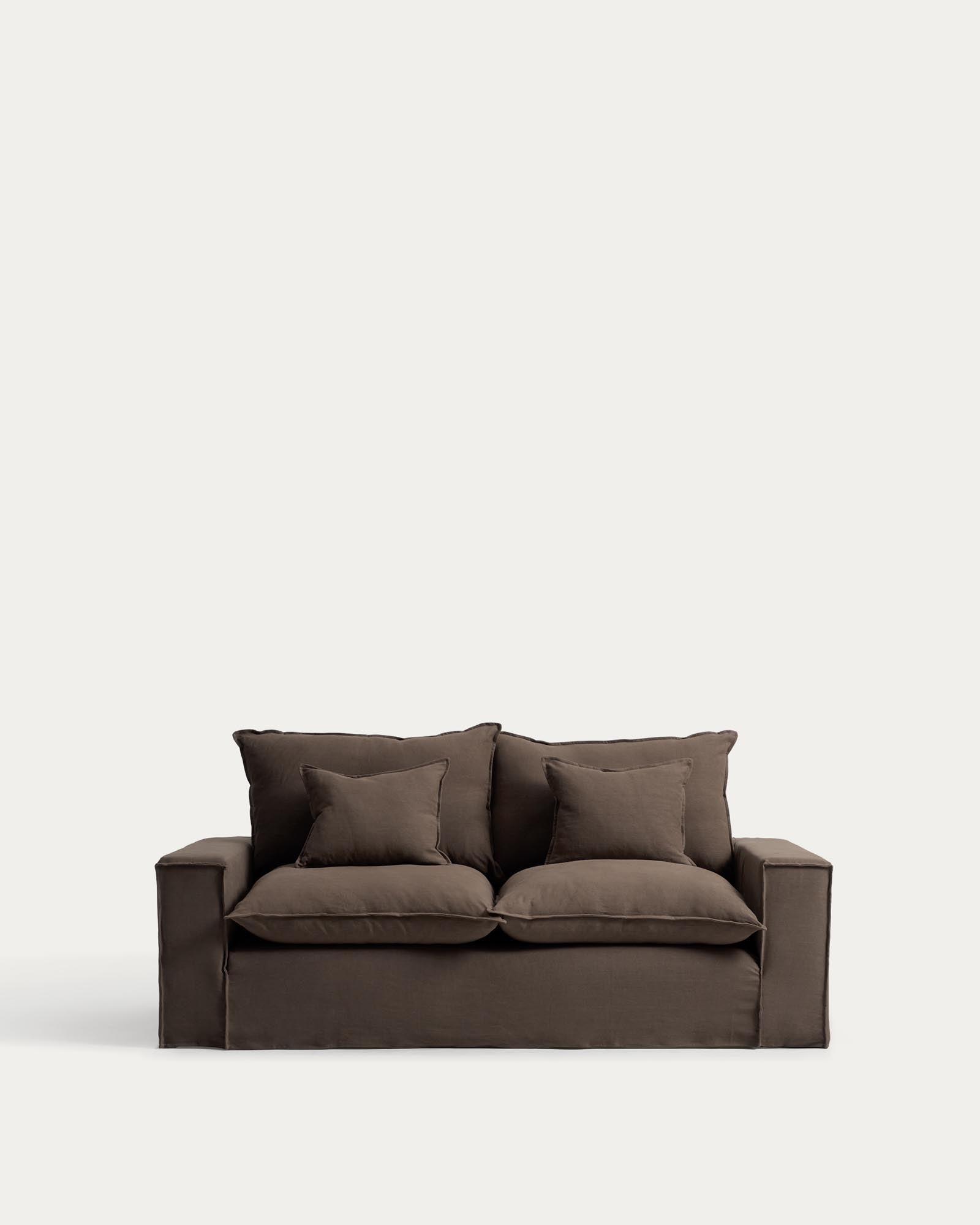 2-Sitzer-Sofa Anarela mit abnehmbarem Bezug aus Leinen in Taupe, 220 cm, FSC Mix Credit in Taupe präsentiert im Onlineshop von KAQTU Design AG. 2er Sofa ist von Kave Home