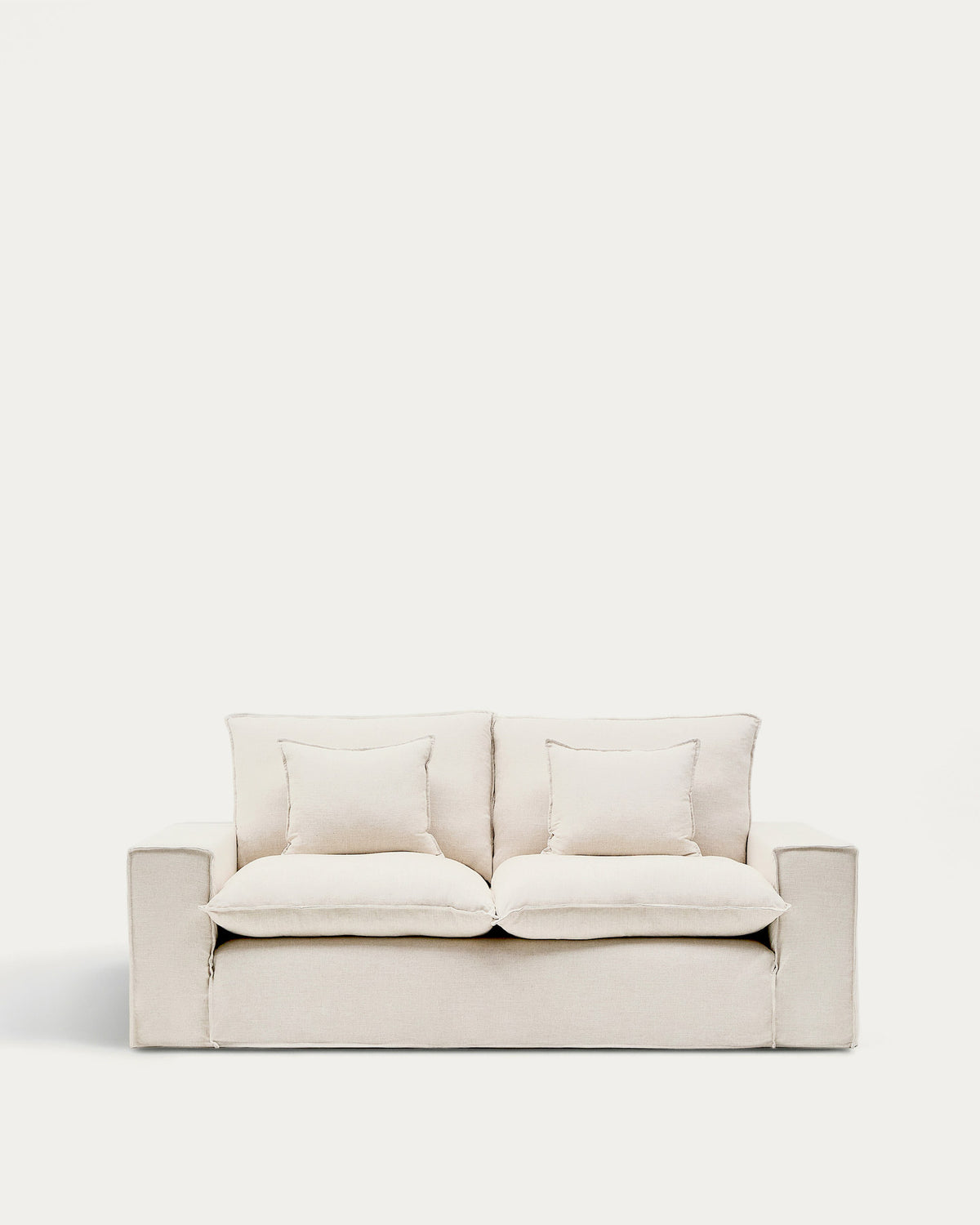2-Sitzer-Sofa Anarela mit abnehmbarem Bezug aus Leinen und Viskose in Beige, 220 cm, FSC Mix Credit in Beige präsentiert im Onlineshop von KAQTU Design AG. 2er Sofa ist von Kave Home