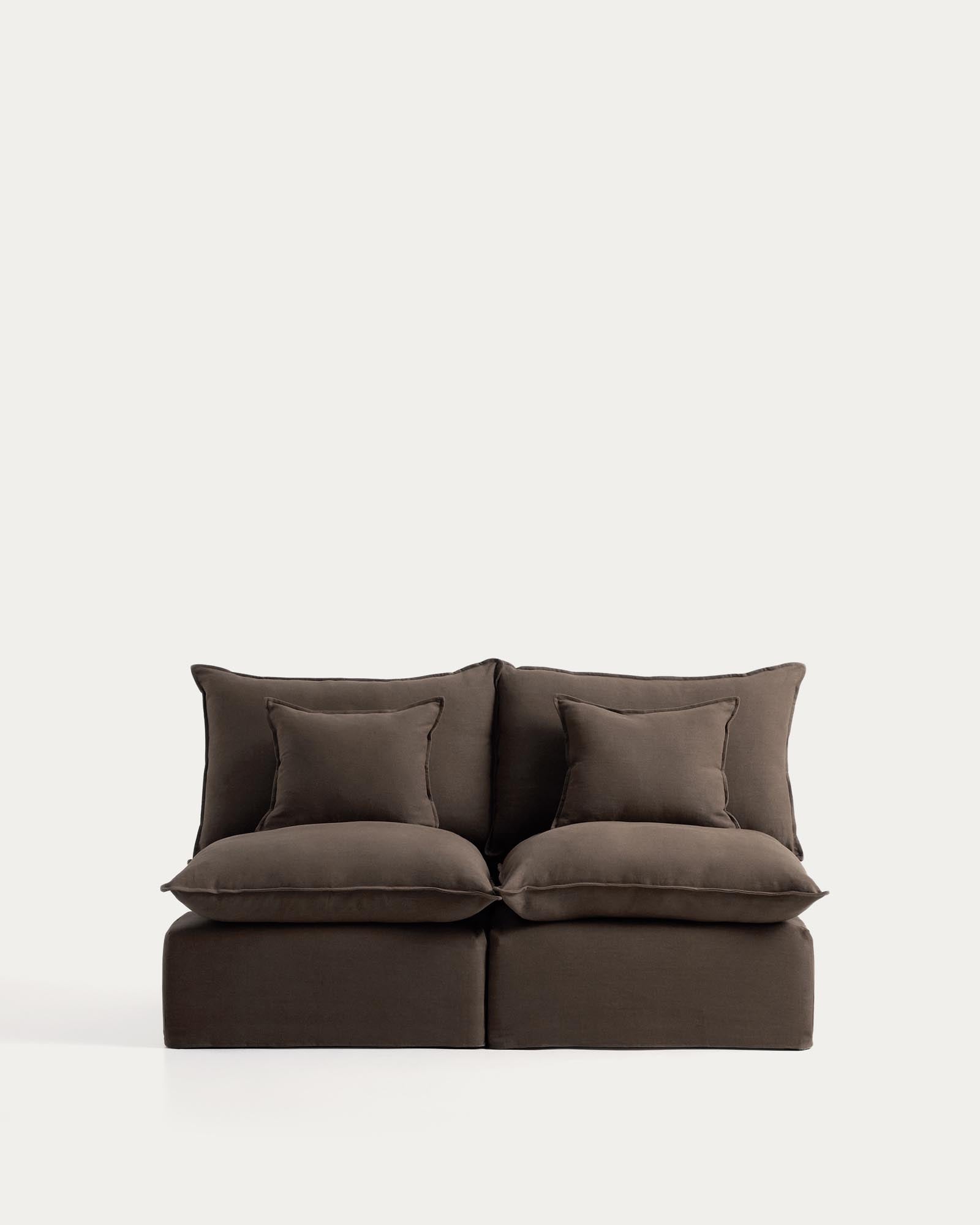2-Sitzer-Modularsofa Anarela mit abnehmbarem Bezug aus Leinen in Taupe, 180 cm, FSC Mix Credit in Taupe präsentiert im Onlineshop von KAQTU Design AG. 2er Sofa ist von Kave Home