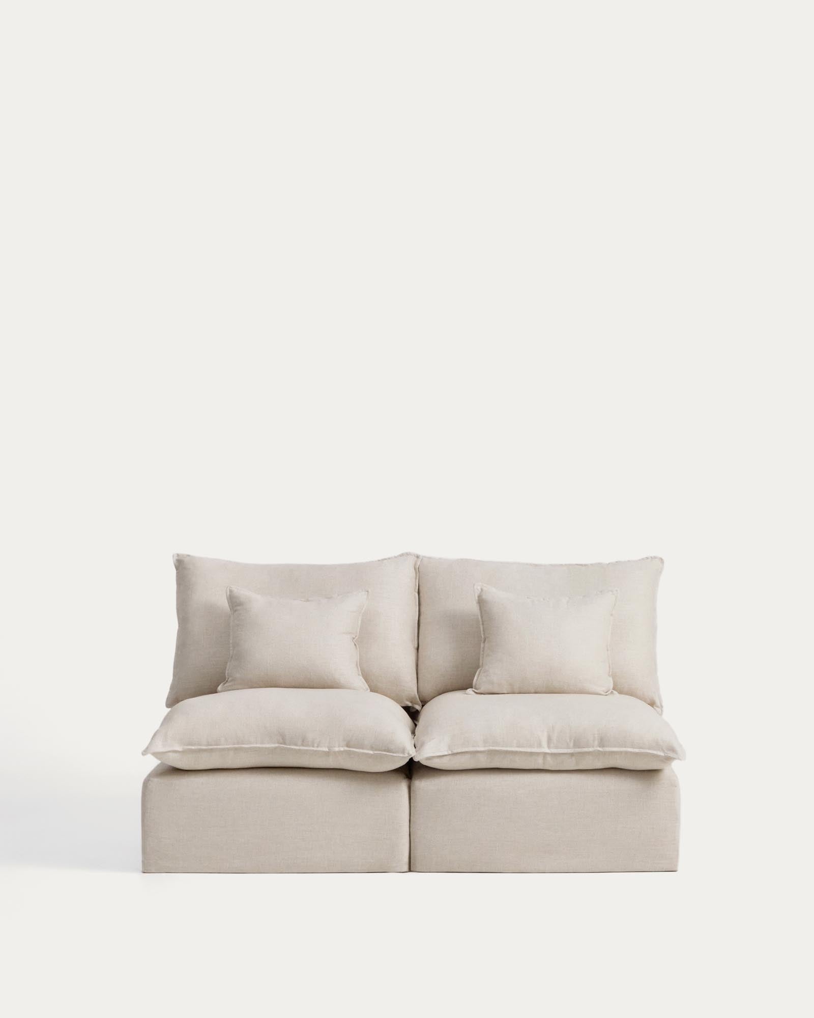 2-Sitzer-Modularsofa Anarela mit abnehmbarem Bezug aus Leinen und Viskose in Beige, 180 cm, FSC Mix Credit in Beige präsentiert im Onlineshop von KAQTU Design AG. 2er Sofa ist von Kave Home