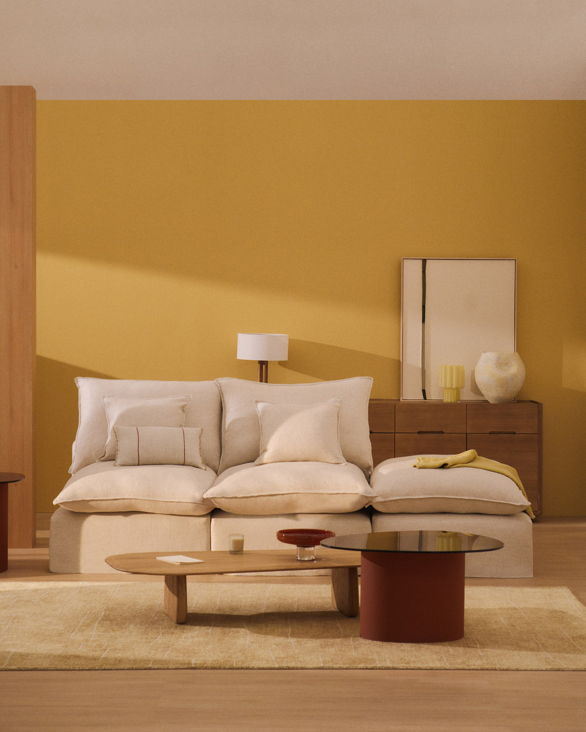 2-Sitzer-Modularsofa Anarela mit abnehmbarem Bezug aus Leinen und Viskose in Beige, 180 cm, FSC Mix Credit in Beige präsentiert im Onlineshop von KAQTU Design AG. 2er Sofa ist von Kave Home