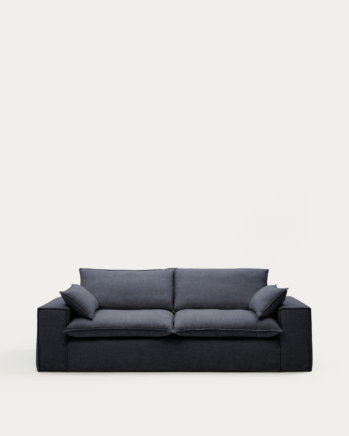 3-Sitzer-Sofa Anarela mit abnehmbarem Bezug aus Leinen und Viskose in Dunkelgrau, 280 cm, FSC Mix Credit in Dunkelgrau präsentiert im Onlineshop von KAQTU Design AG. 3er Sofa ist von Kave Home