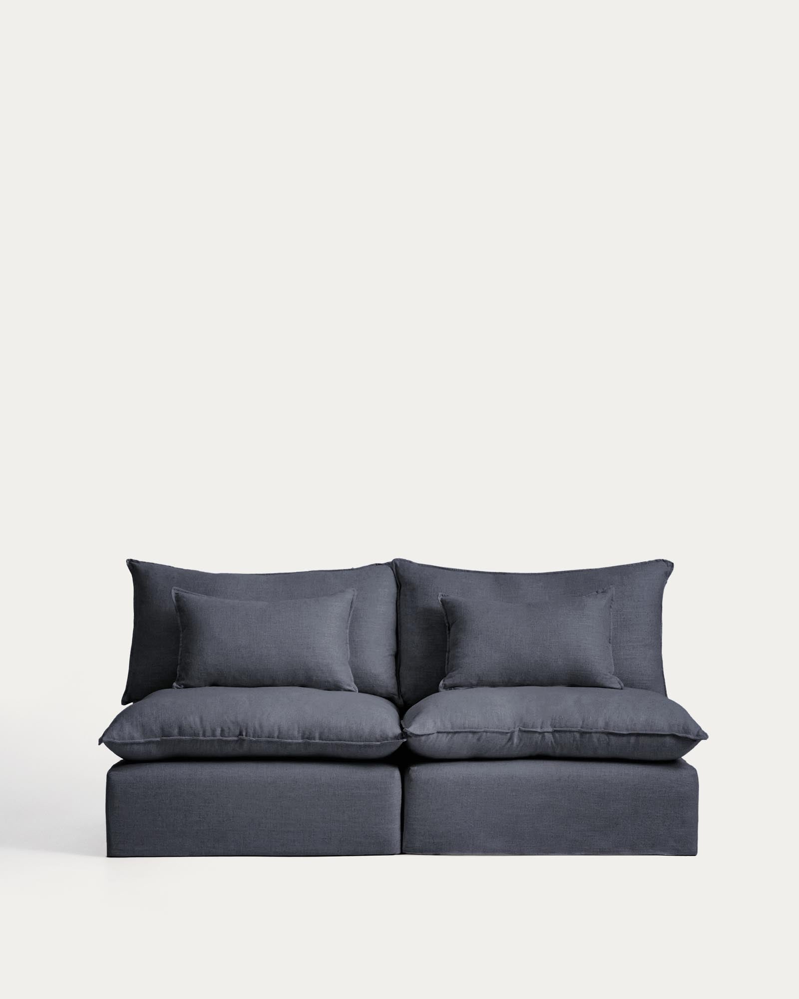 3-Sitzer-Modularsofa Anarela mit abnehmbarem Bezug aus Leinen und Viskose in Dunkelgrau, 220 cm, FSC Mix Credit in Dunkelgrau präsentiert im Onlineshop von KAQTU Design AG. 3er Sofa ist von Kave Home