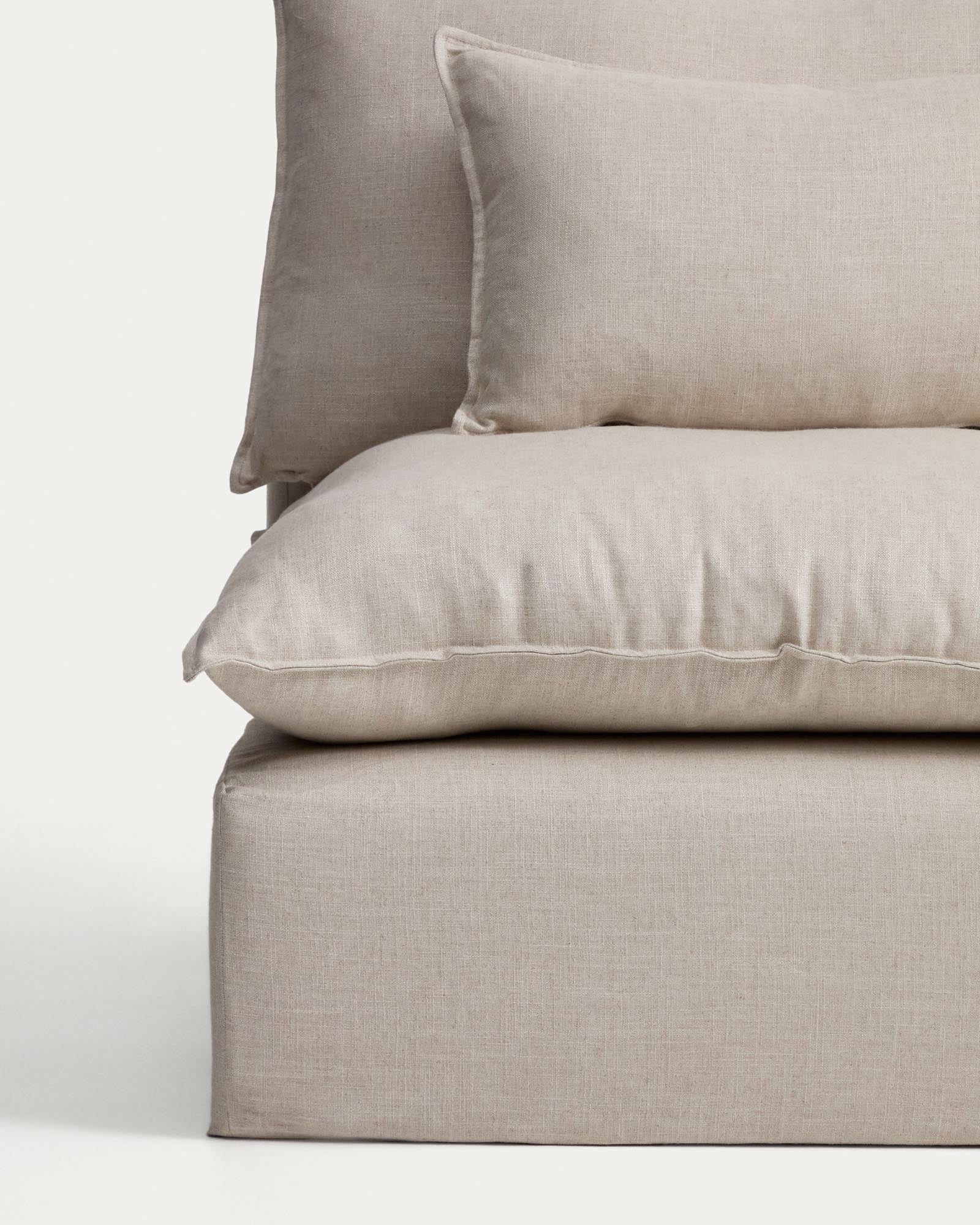 Beige 3-Sitzer-Modularsofa Anarela aus Leinen und Viskose, 270 cm, mit abnehmbarem Bezug, stilvoll und nachhaltig von Kave Home.