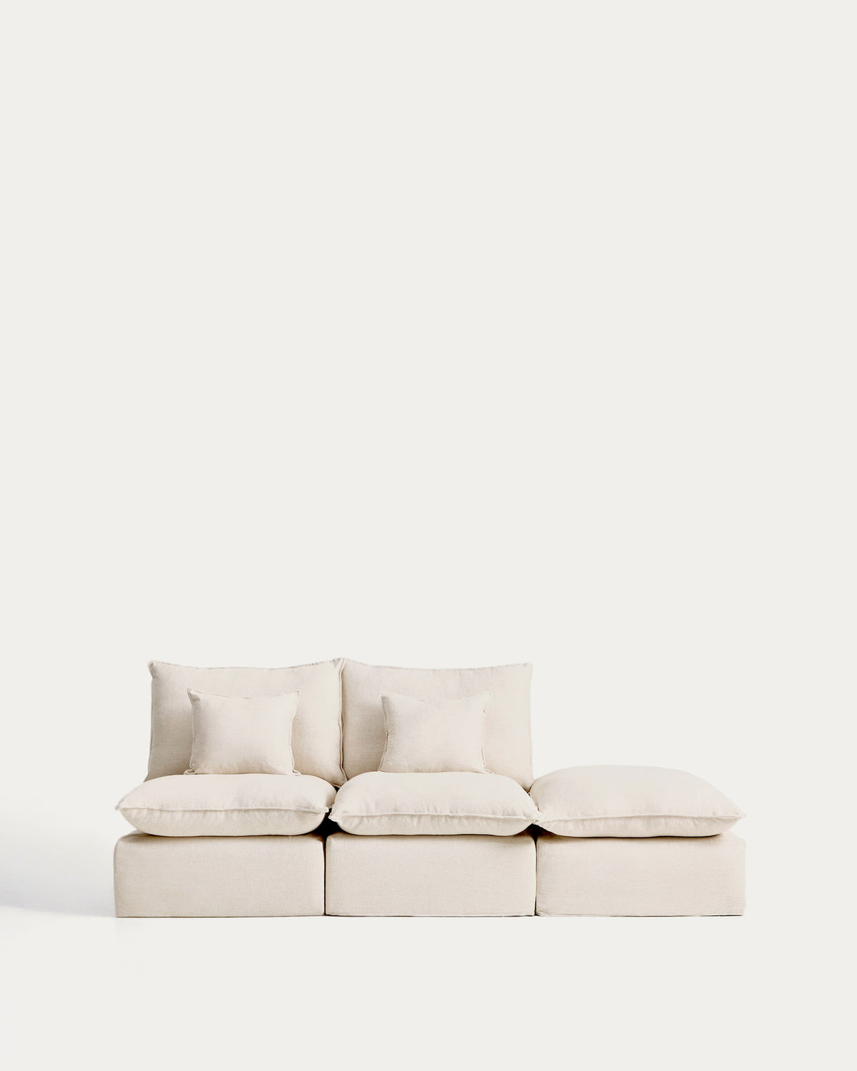 2-Sitzer-Modularsofa Anarela mit abnehmbarem Bezug und Randmodul aus Leinen und Viskose in Beige, 270 cm, FSC Mix Credit in Beige präsentiert im Onlineshop von KAQTU Design AG. 2er Sofa ist von Kave Home