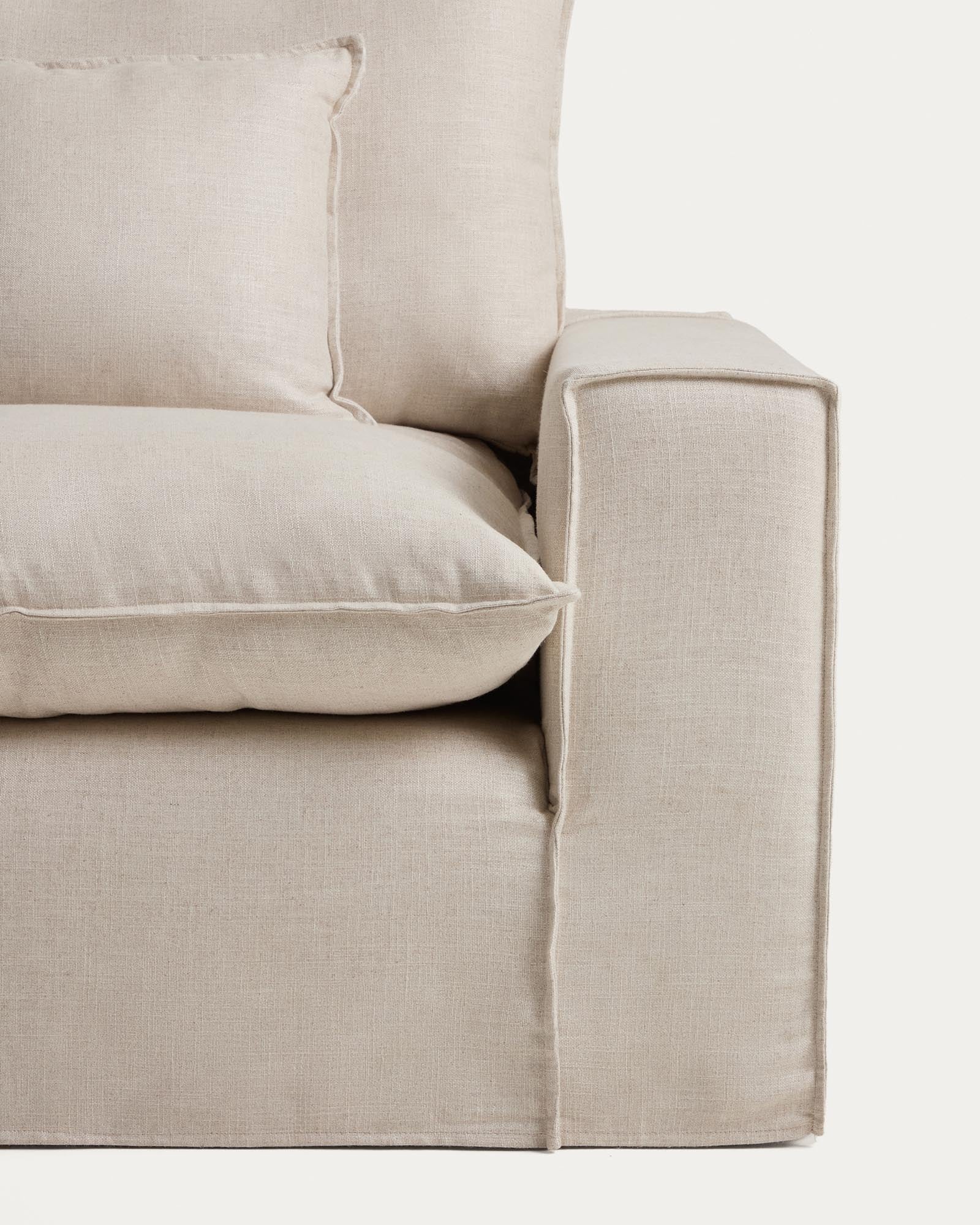 Beige modulares 6-Sitzer-Ecksofa Anarela aus Leinen und Viskose, 307 x 347 cm, stilvolles Design für modernes Wohnen, FSC Mix Credit.