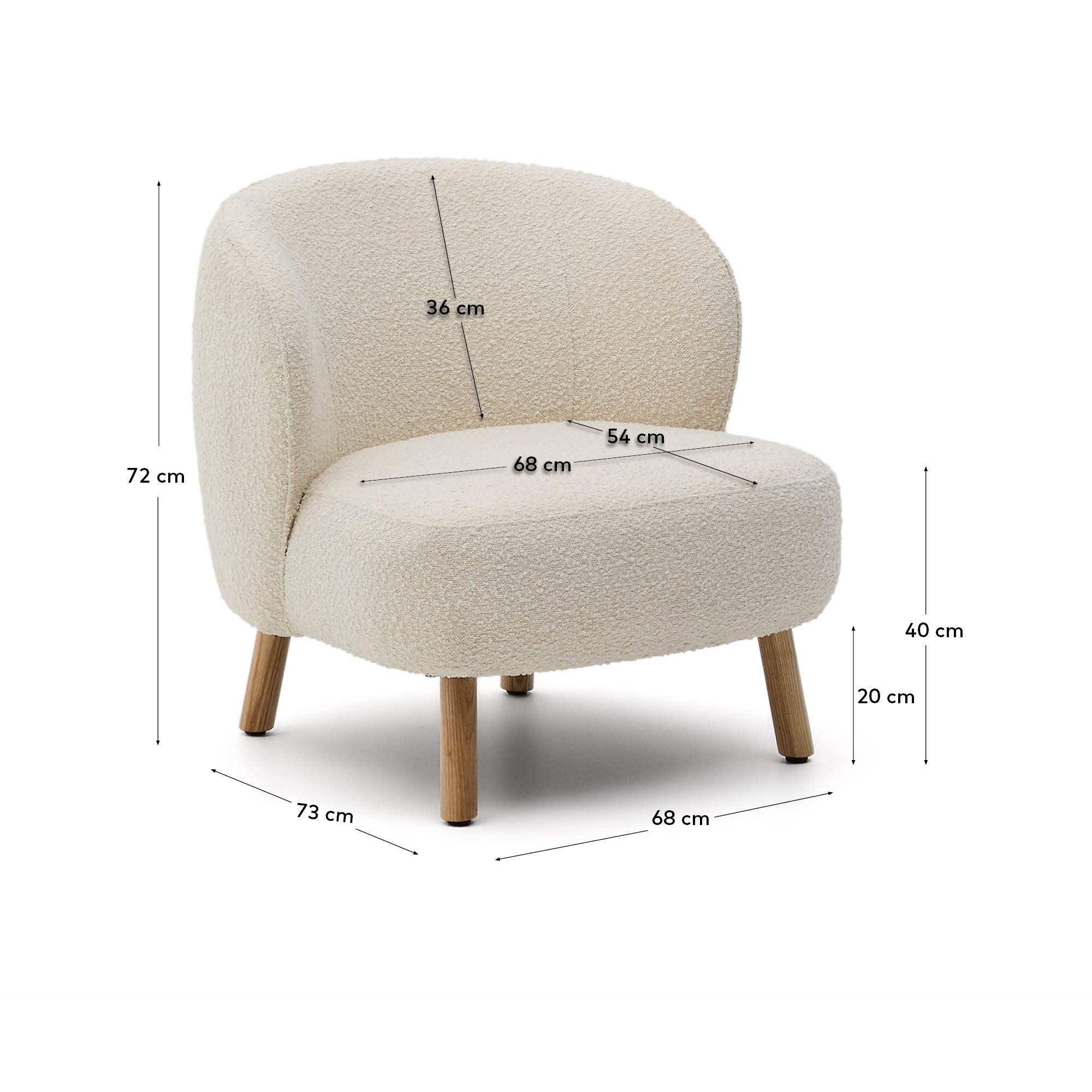 Ulit armchair made of <tc>wEIS</tc> sheepskin and solid beech wood legs with a natural finish
