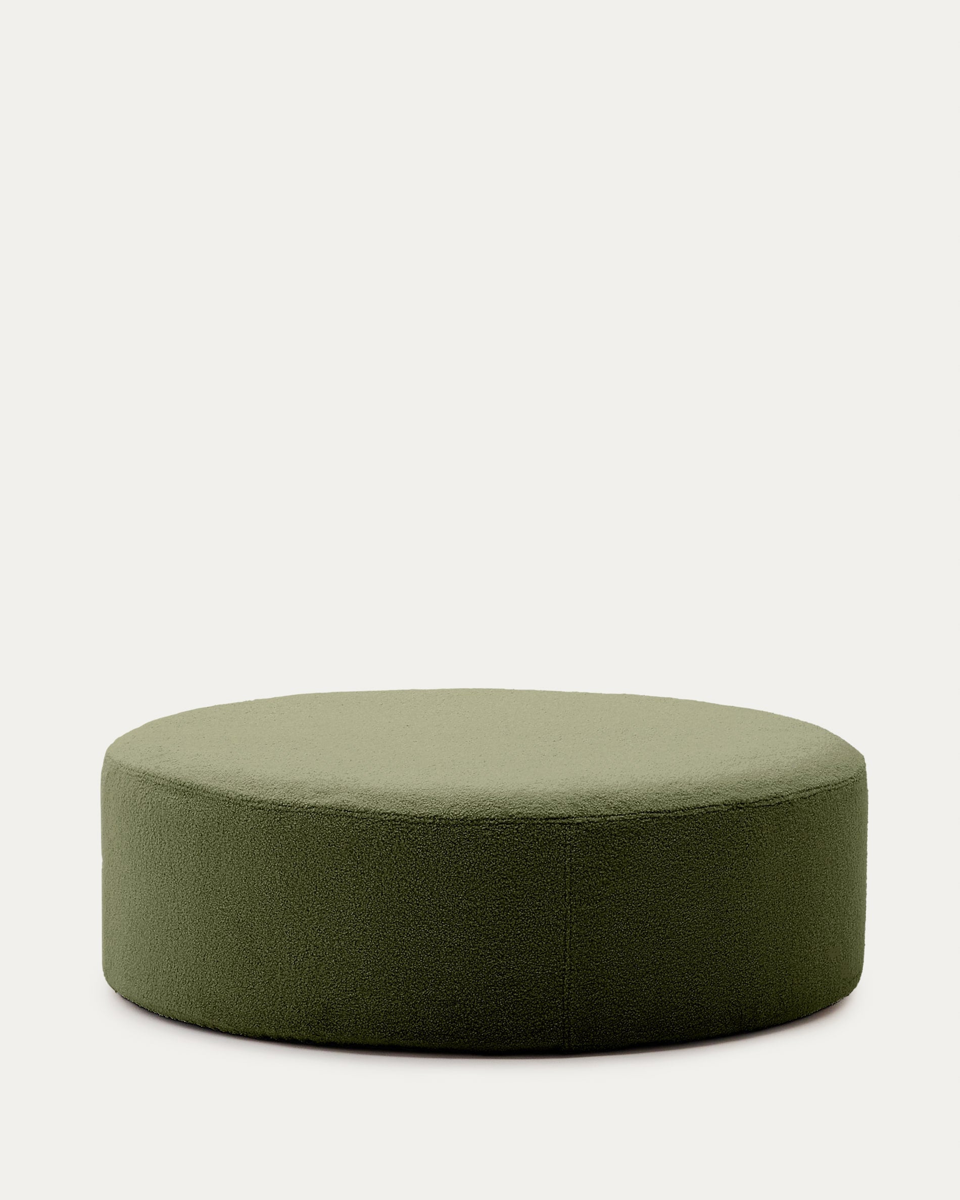 3D-Modell eines eleganten, grünen Bouclé-Fusshockers Ø 120 cm von Kave Home, ideal für AR-Anwendungen.