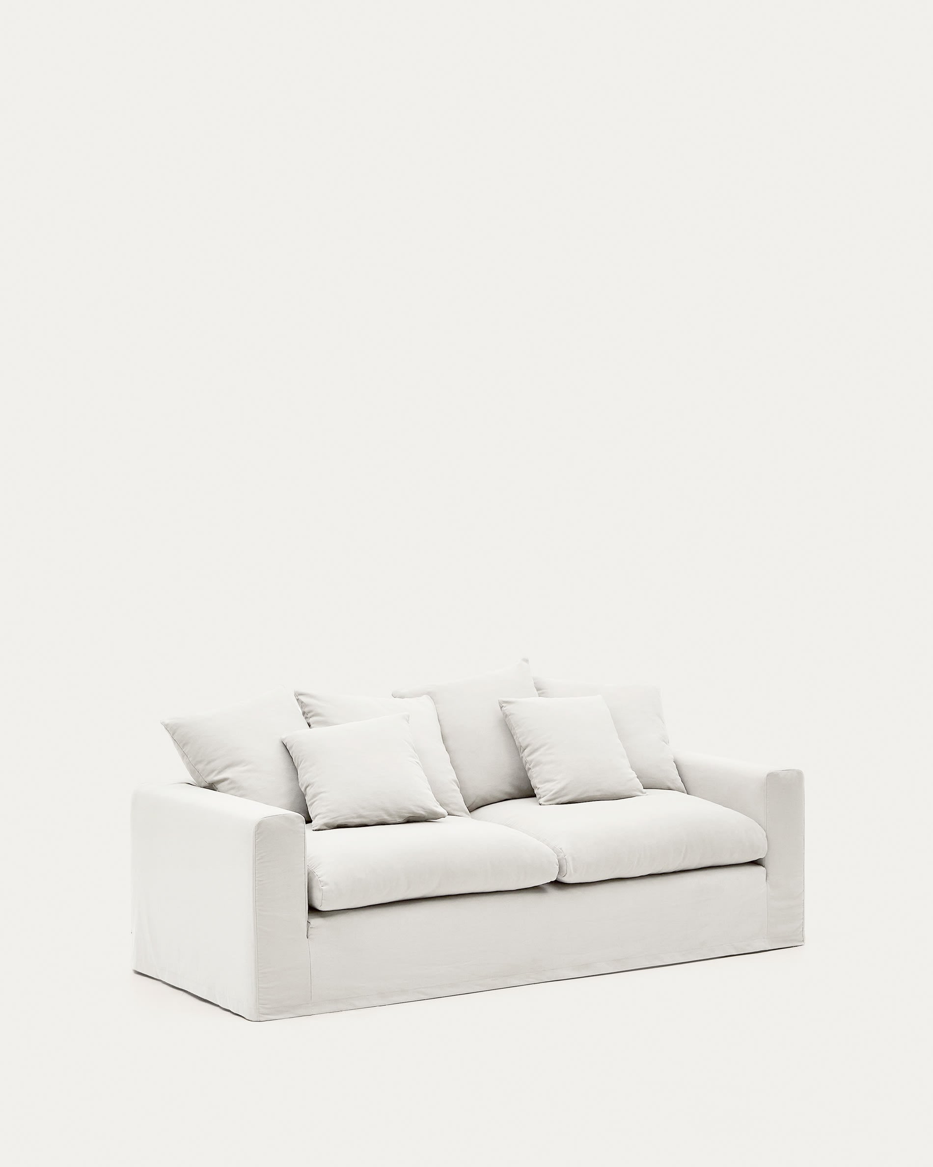 Elegantes 3-Sitzer Sofa mit abnehmbaren Leinen-Baumwollbezügen, 240 cm breit, für stilvolle und komfortable Wohnräume.