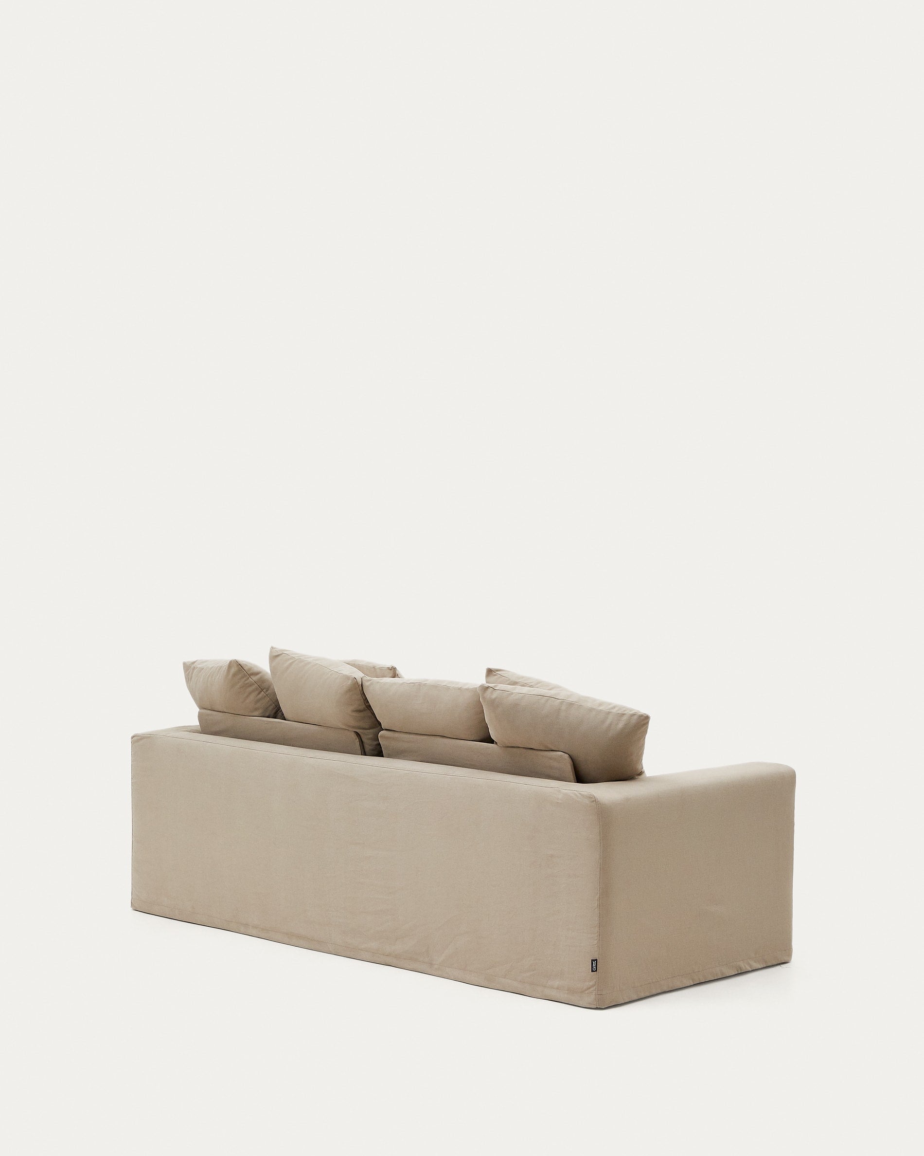 Elegantes 3-Sitzer Sofa in Taupe, 240 cm breit, mit abziehbaren Leinen-Baumwollbezügen für stilvollen Komfort.