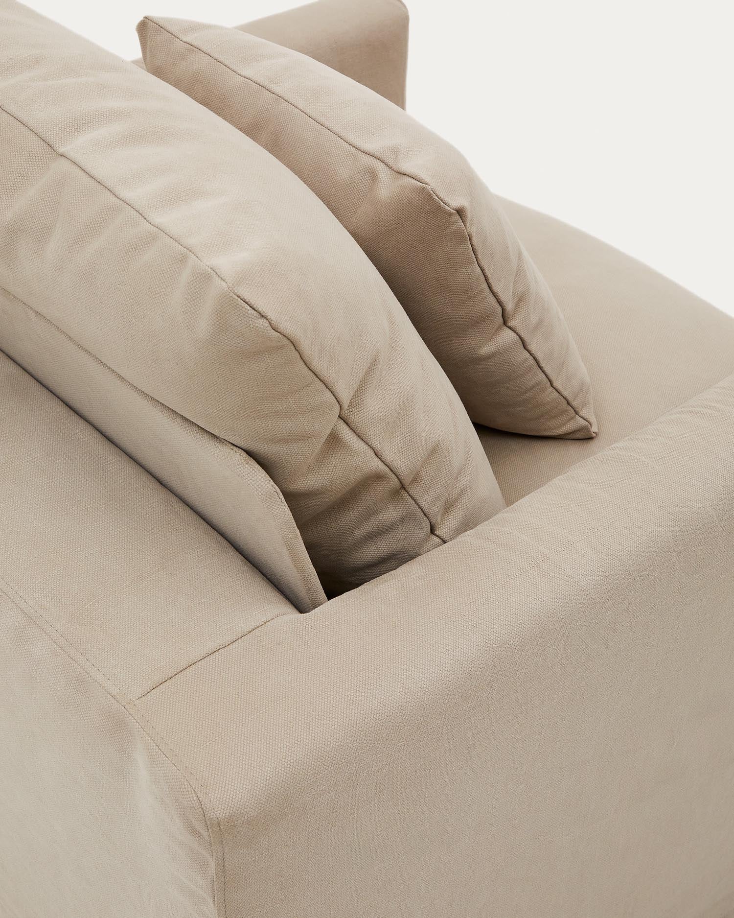 Stylischer Bezug für den Nora Sessel in Taupe, gefertigt aus strapazierfähigem Leinen und Baumwolle, 92 cm, ideal für jedes Wohnzimmer.