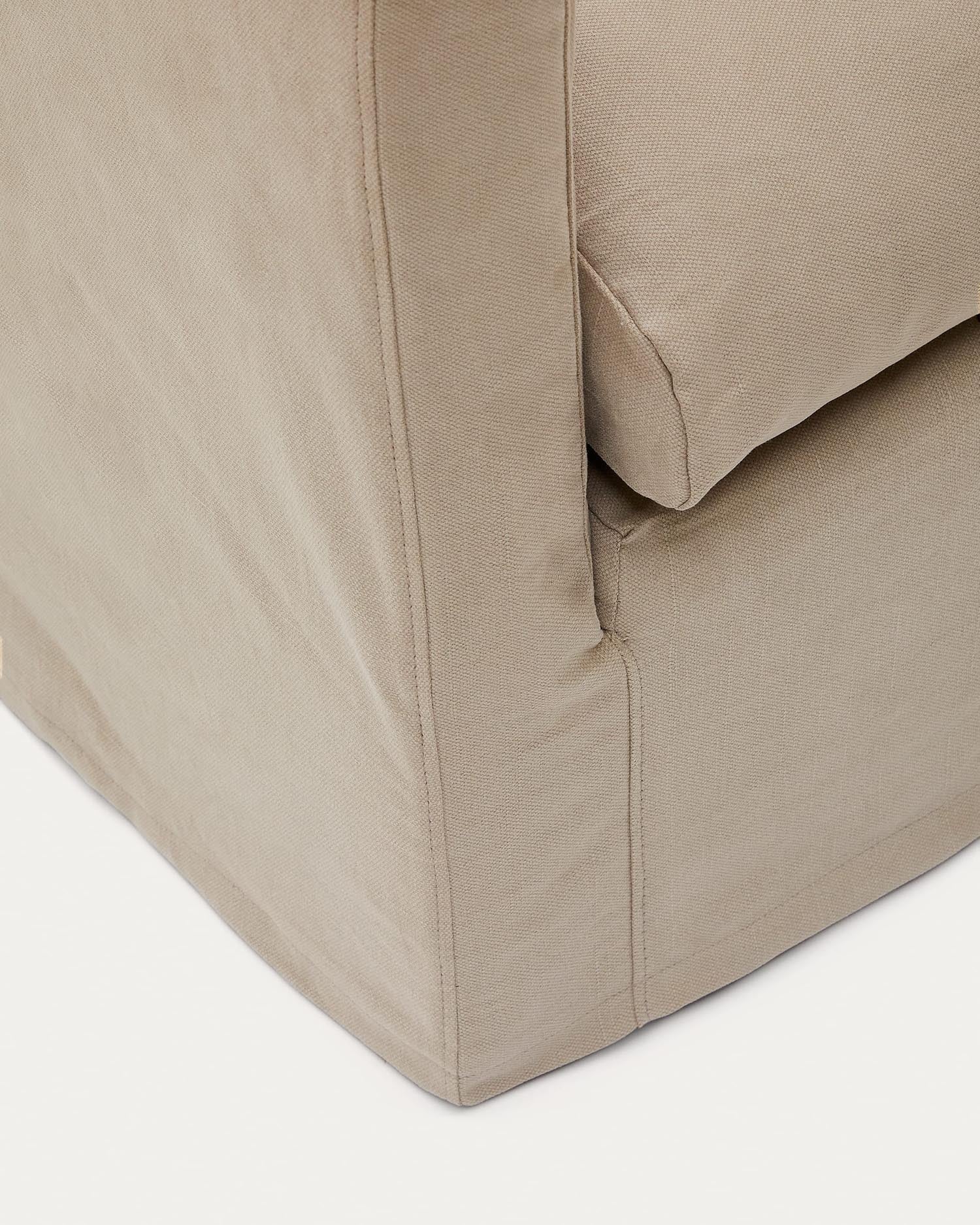 Eleganter Bezug für den Nora Sessel, aus hochwertigem Leinen-Baumwoll-Mix in Taupe, 92 cm, von Kave Home, für stilvolles Ambiente.