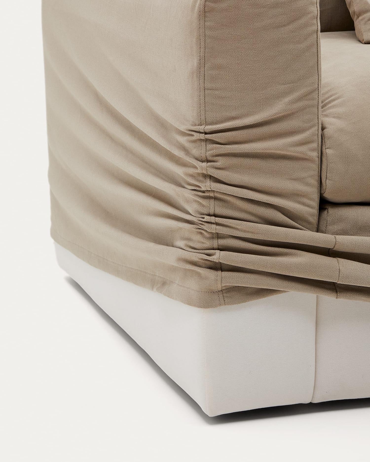 Bezug für Nora Sessel, 140 cm, aus hochwertigem Leinen-Baumwoll-Mix in Beige. Elegant, robust und komfortabel.