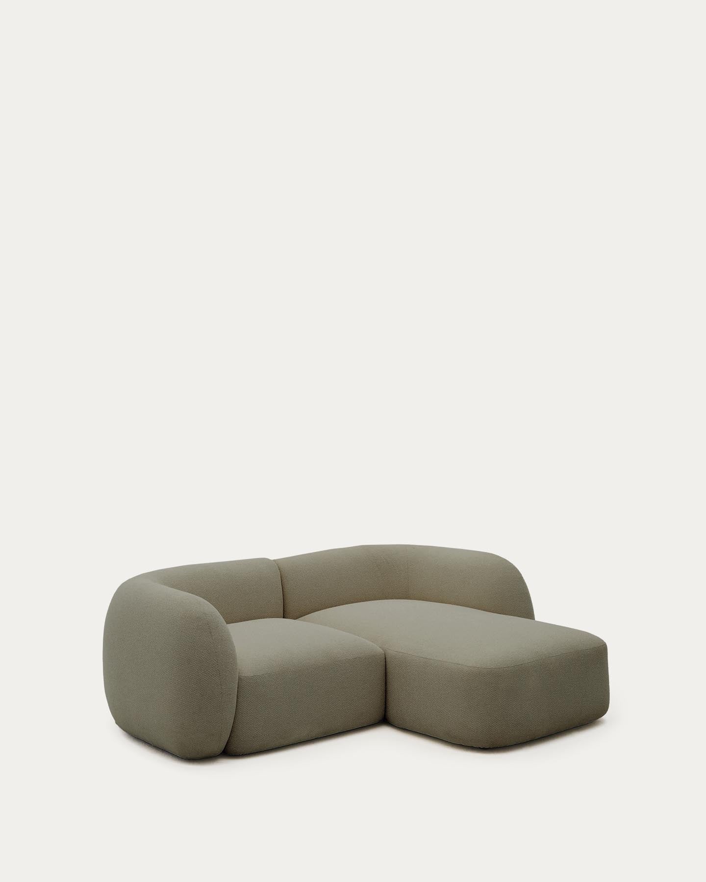 2-Sitzer-Modularsofa Martina mit Chenille und Chaiselongue rechts in Grün 230 cm in Grün präsentiert im Onlineshop von KAQTU Design AG. L-Sofa rechts ist von Kave Home