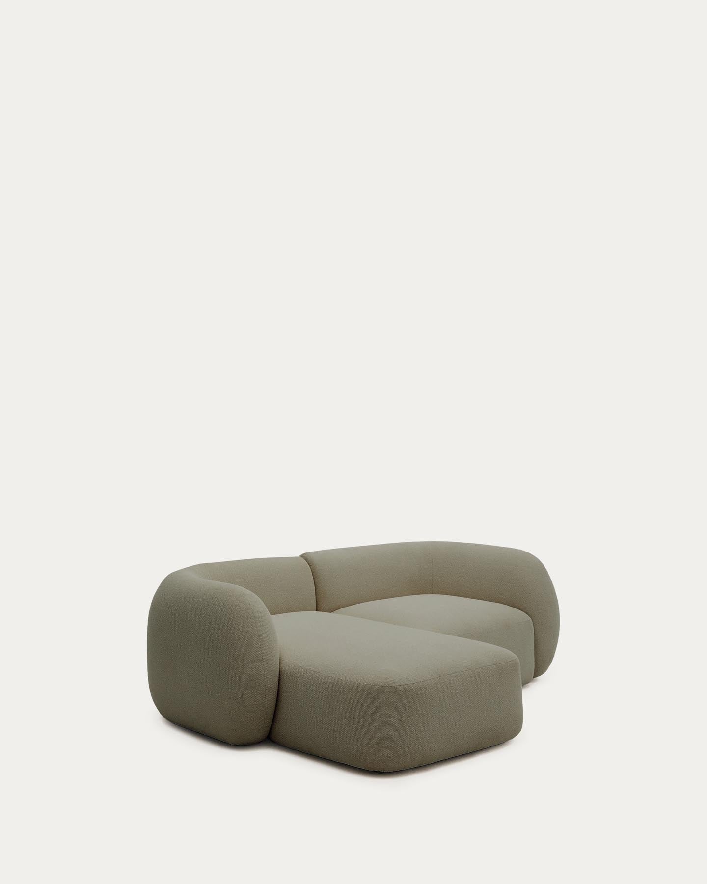 Schwer entflammbares 2-Sitzer-Modularsofa Martina mit Chenille und Chaiselongue links in Grün 230 cm in Grün präsentiert im Onlineshop von KAQTU Design AG. L-Sofa links ist von Kave Home