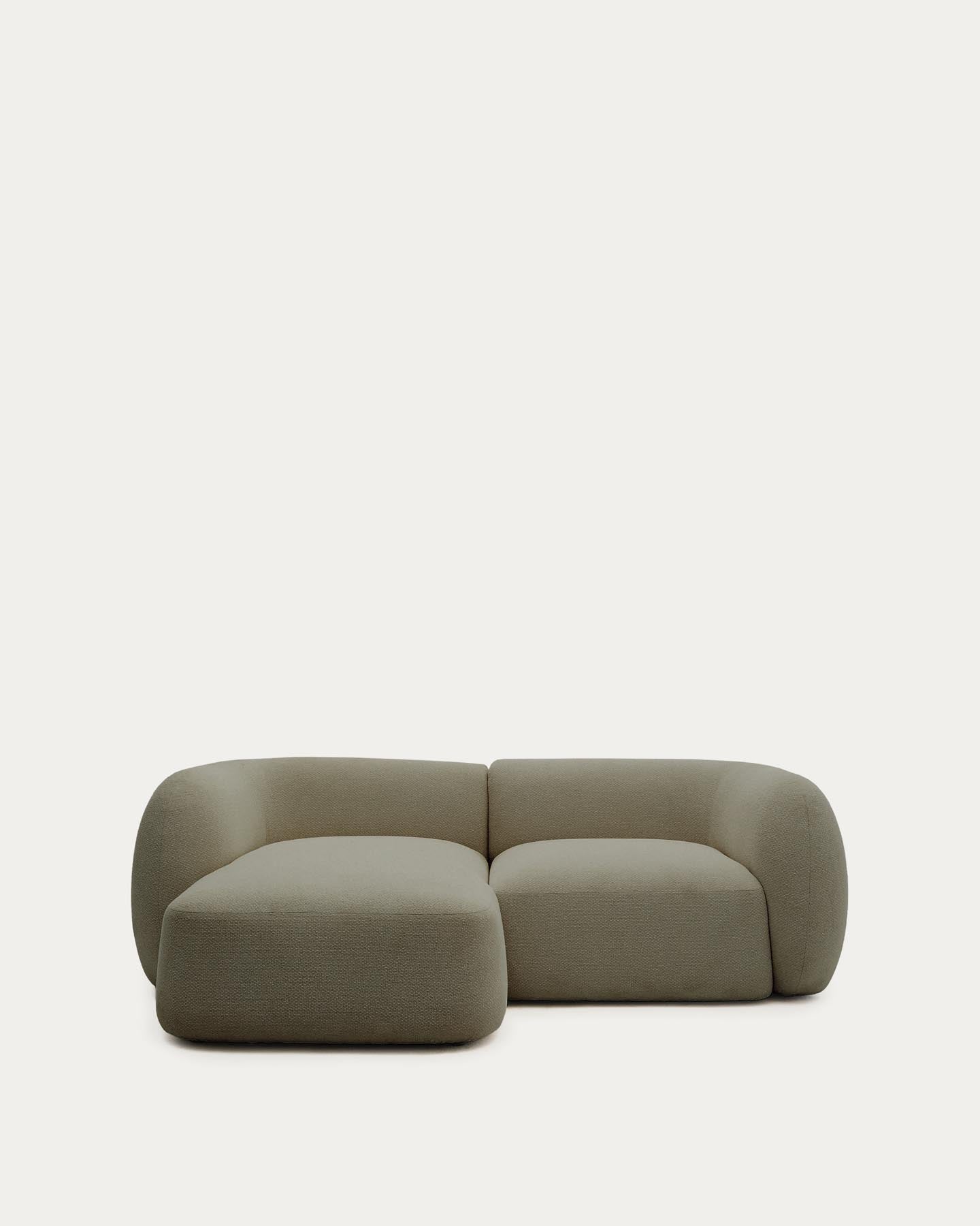 2-Sitzer-Modularsofa Martina mit Chenille und Chaiselongue links in Grün 230 cm in Grün präsentiert im Onlineshop von KAQTU Design AG. L-Sofa links ist von Kave Home