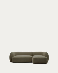 Divano modulare a 3 posti Martina in ciniglia e chaise longue<tc>elo</tc>lingua giusta in verde 287 cm