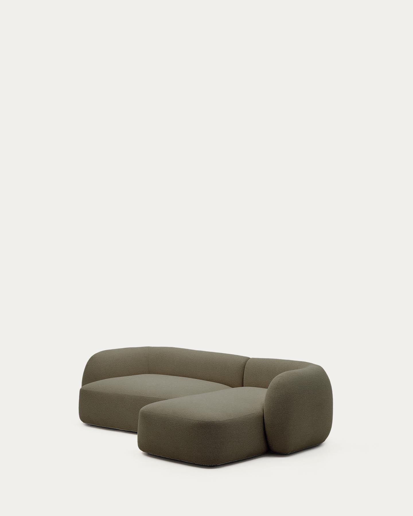 Schwer entflammbares 3-Sitzer-Modularsofa Martina mit Chenille und Chaiselongue rechts in Grün 287 cm in Grün präsentiert im Onlineshop von KAQTU Design AG. L-Sofa rechts ist von Kave Home