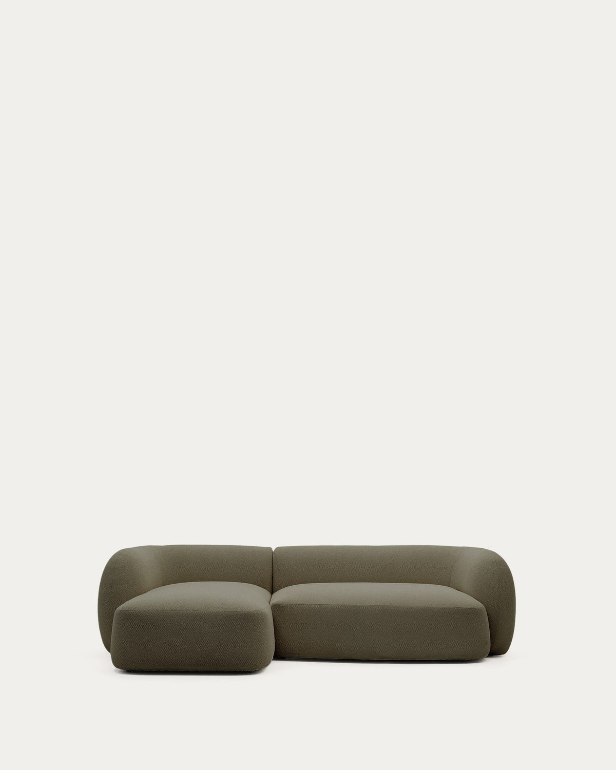Schwer entflammbares 3-Sitzer-Modularsofa Martina mit grüner Chenille und Chaiselongue links 287 cm in Grün präsentiert im Onlineshop von KAQTU Design AG. L-Sofa links ist von Kave Home
