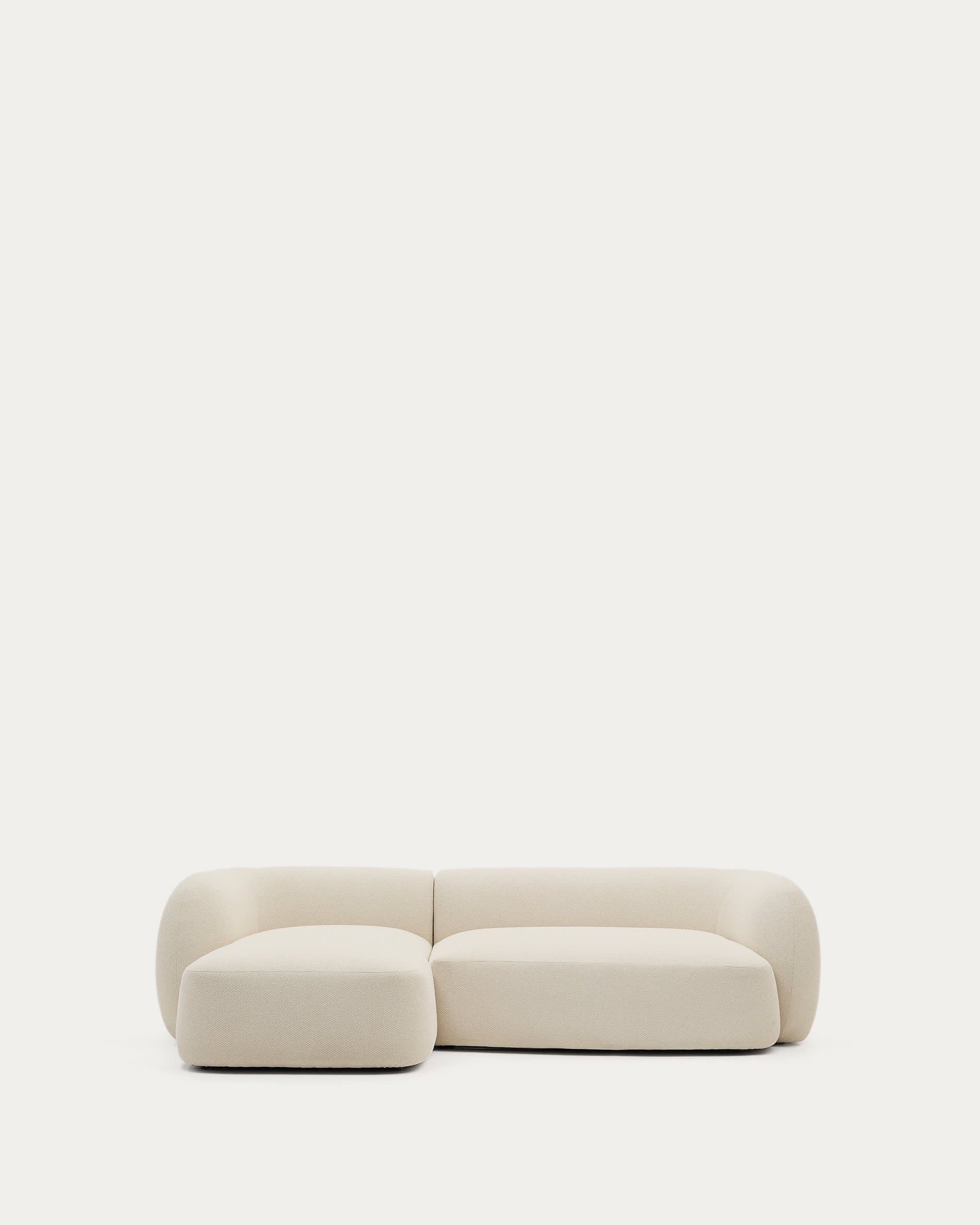 3D-Modell eines eleganten, modularen 3-Sitzer-Sofas in Chenille, 287 cm, mit linker Chaiselongue, modernes Design.