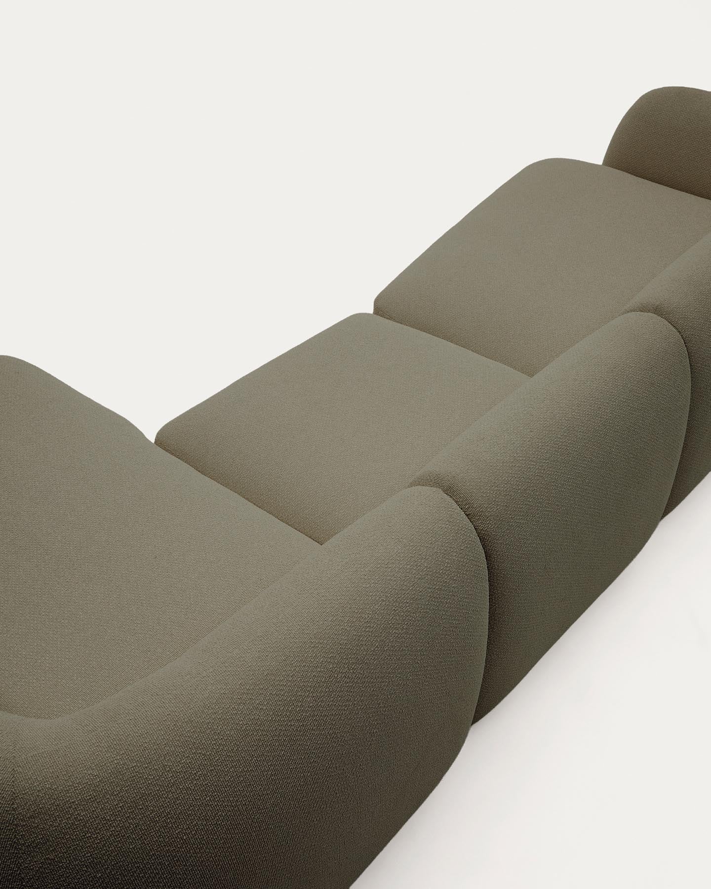 4-Sitzer-Modularsofa Martina mit Chenille und Chaiselongue rechts in Grün 377 cm in Grün präsentiert im Onlineshop von KAQTU Design AG. L-Sofa rechts ist von Kave Home